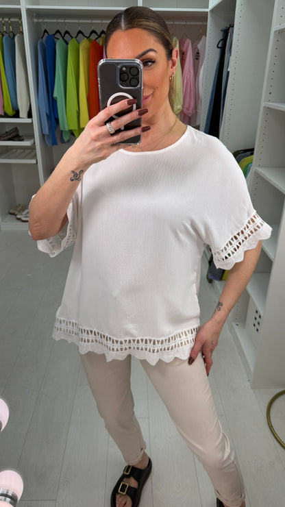 Pennie Plain Detailed Hem Short Sleeve Top