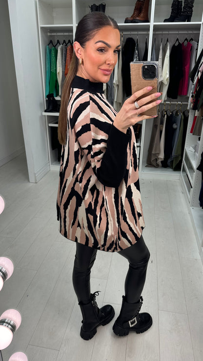 Shelley High Neck Animal Print Oversized Jumper