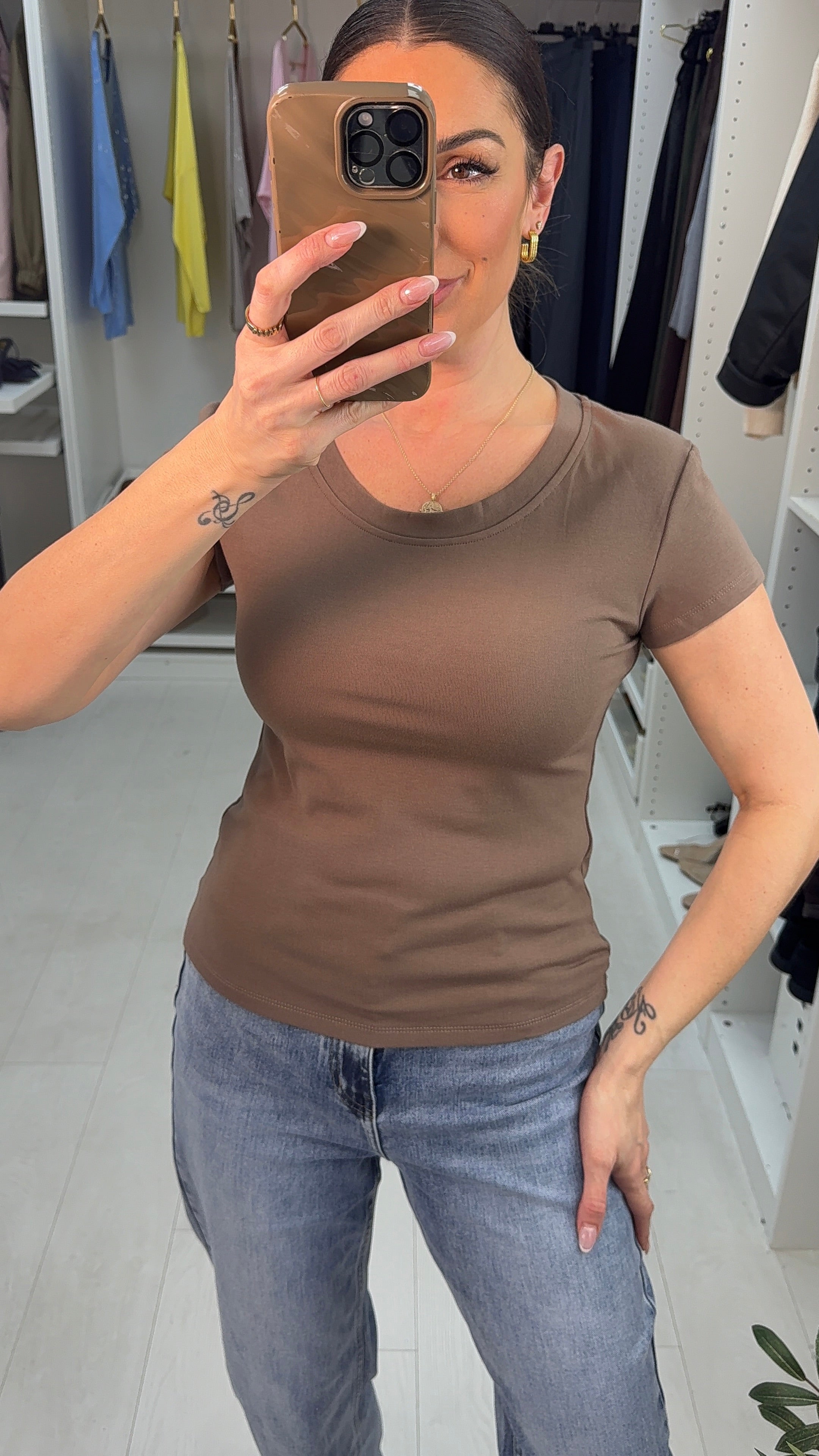 Carla Plain Short Sleeve Basic Top