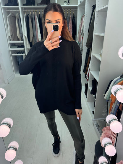 Nelson Ripped Detail High Neck Jumper