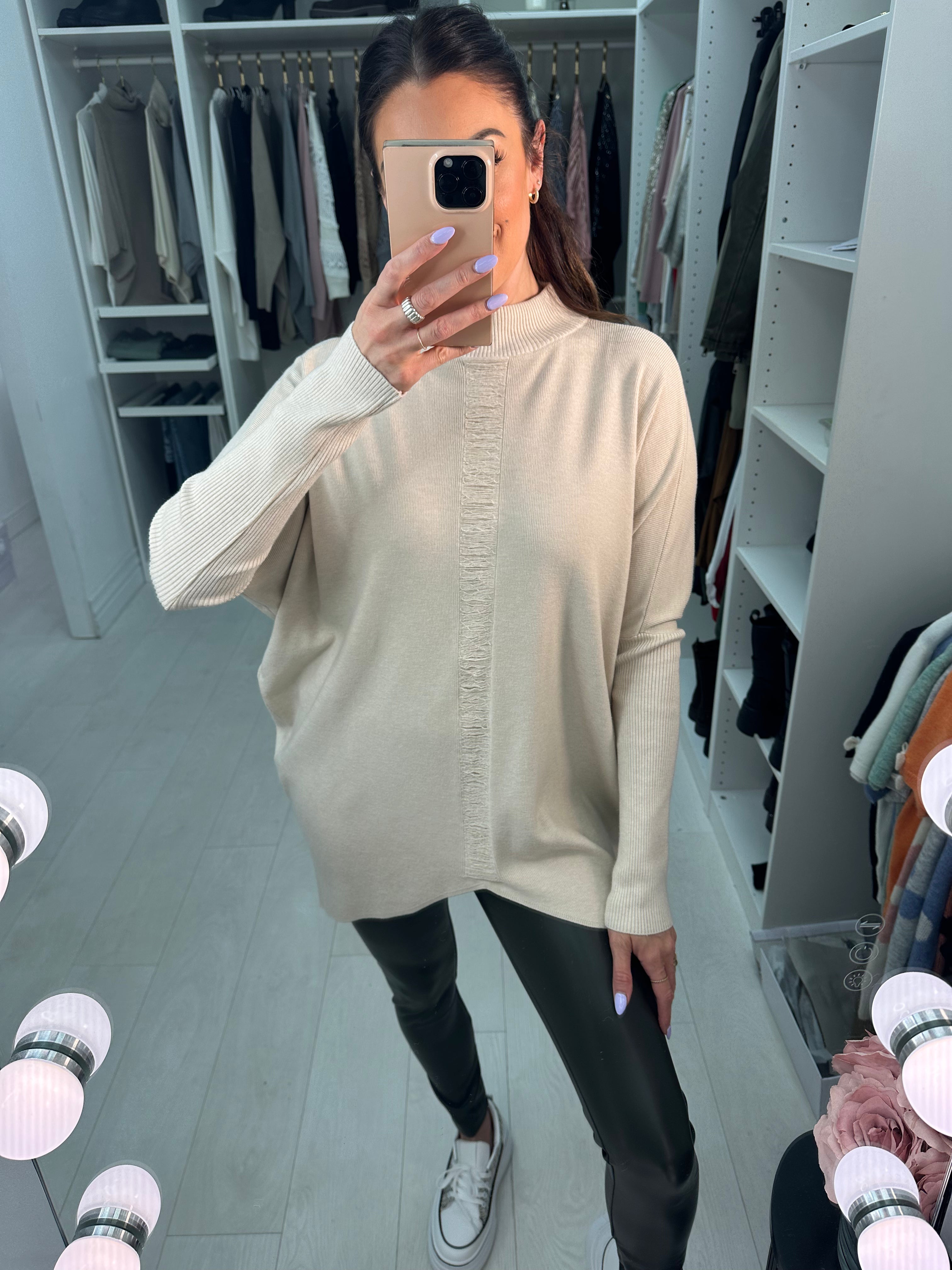 Nelson Ripped Detail High Neck Jumper