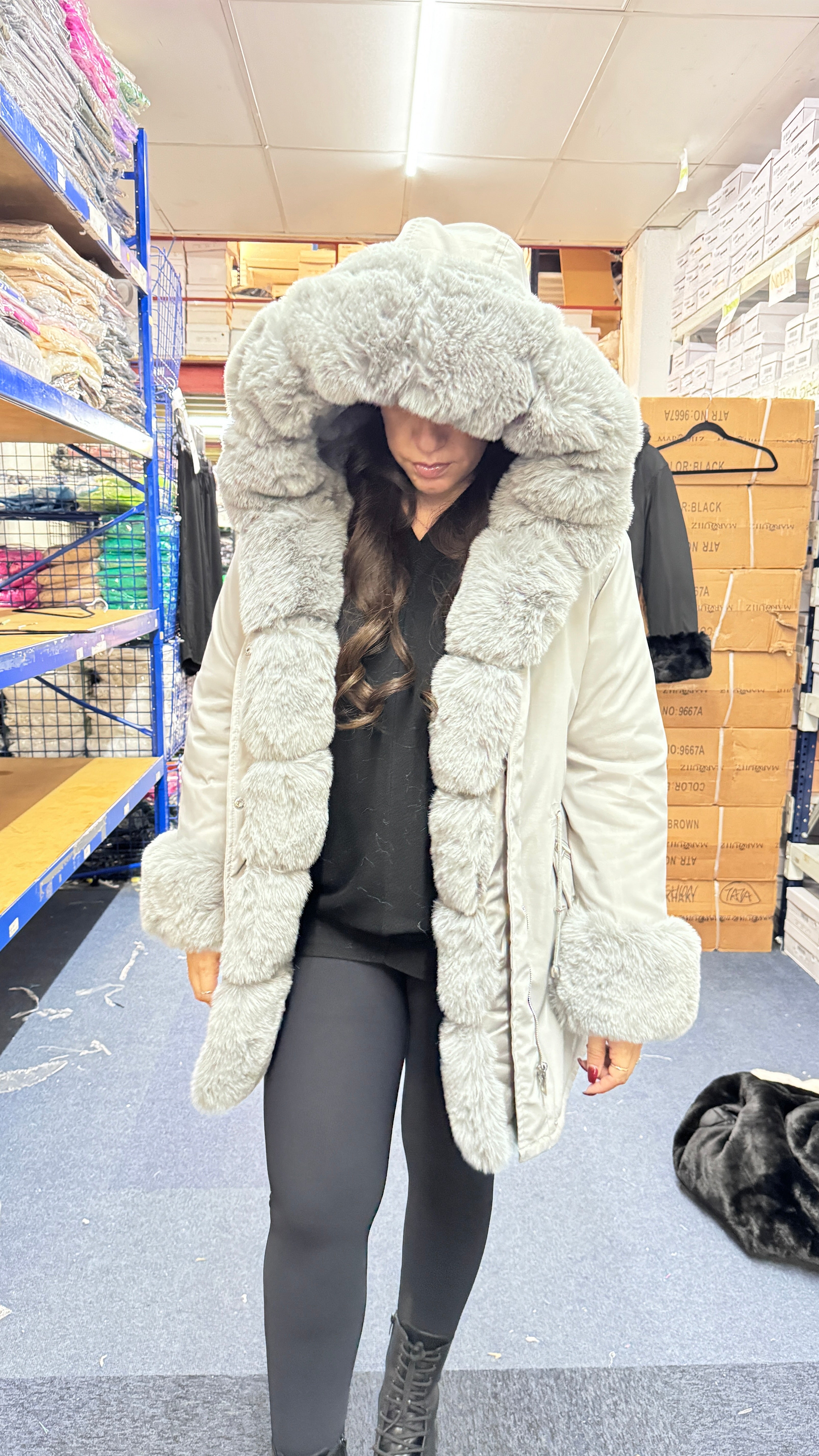 Amaya Faux Fur Hooded Toggle Coat