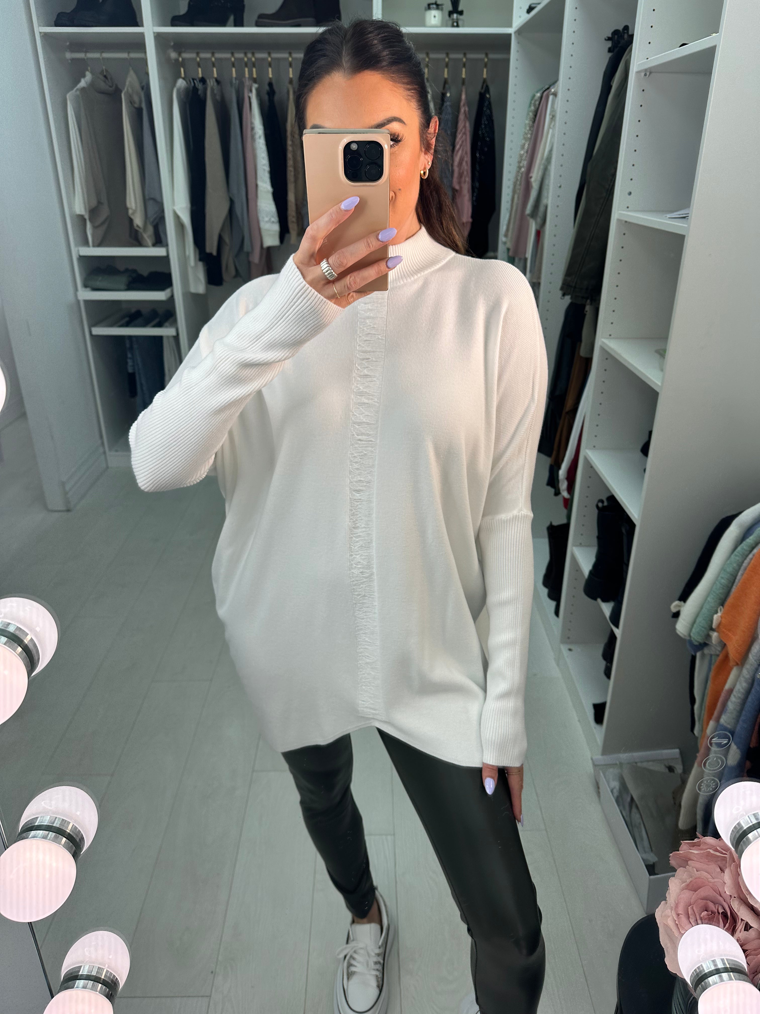 Nelson Ripped Detail High Neck Jumper