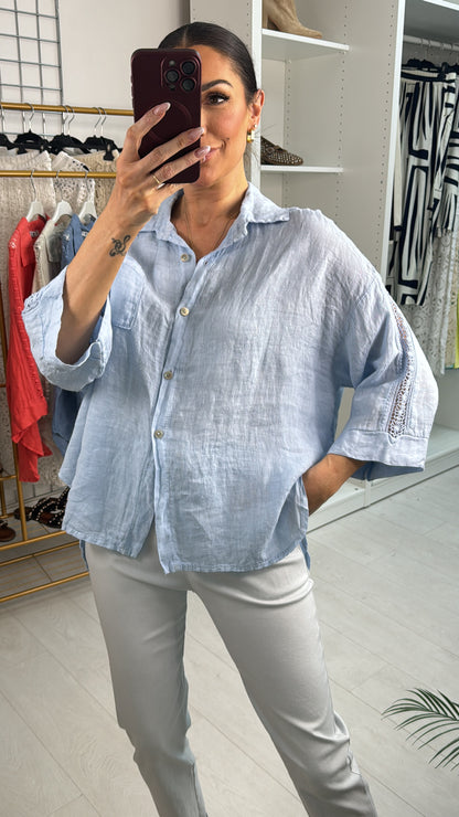 Ezryn Crochet Detail Linen Shirt