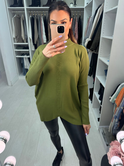 Nelson Ripped Detail High Neck Jumper