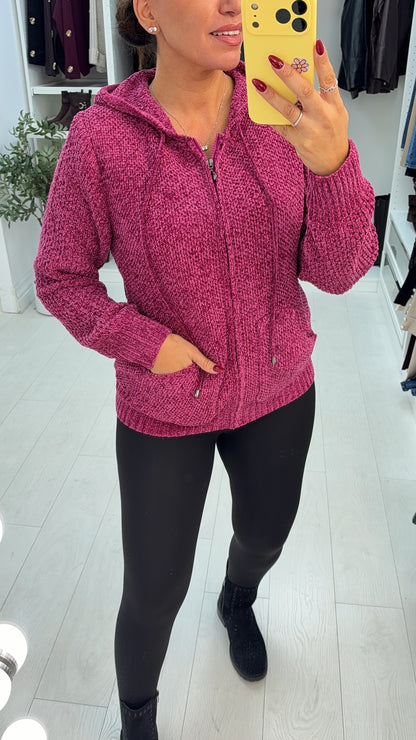 Maylin Plain Zip Front Chenile Hoodie