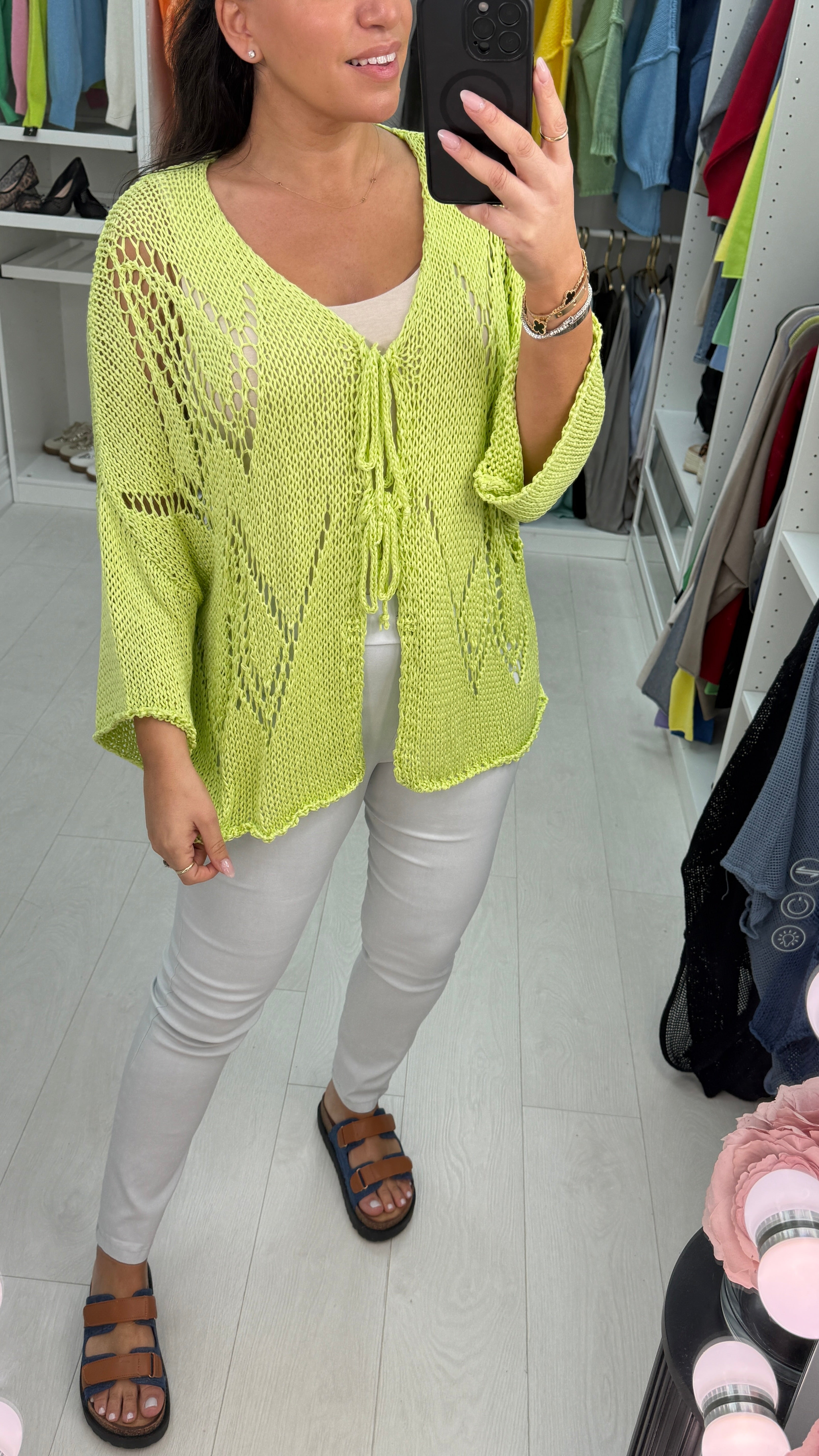 Mindie Tie Front Crochet Cardigan