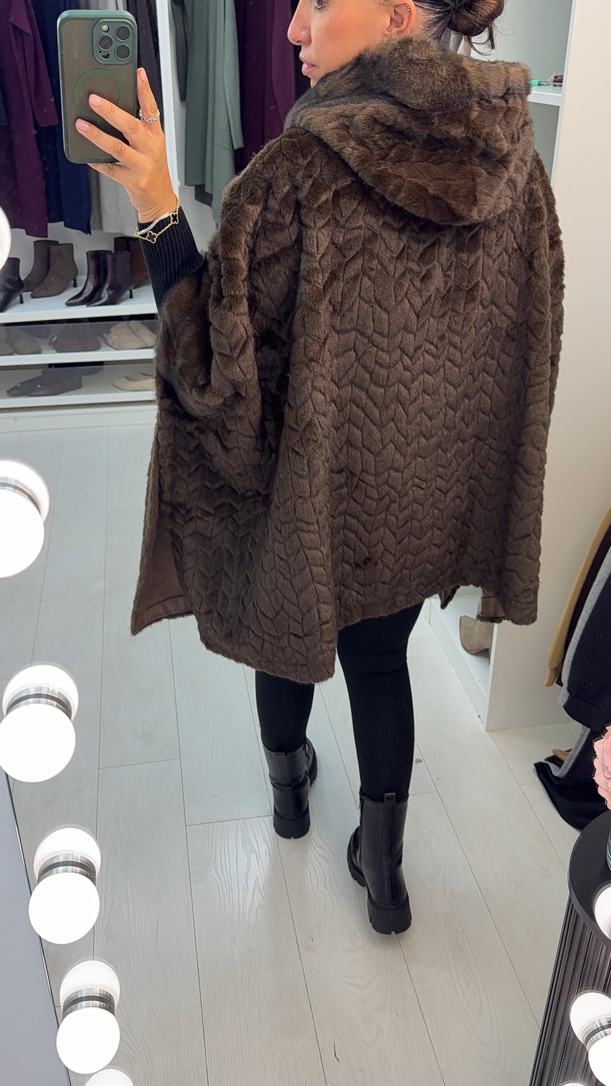 Elly Faux Fur Hooded Poncho