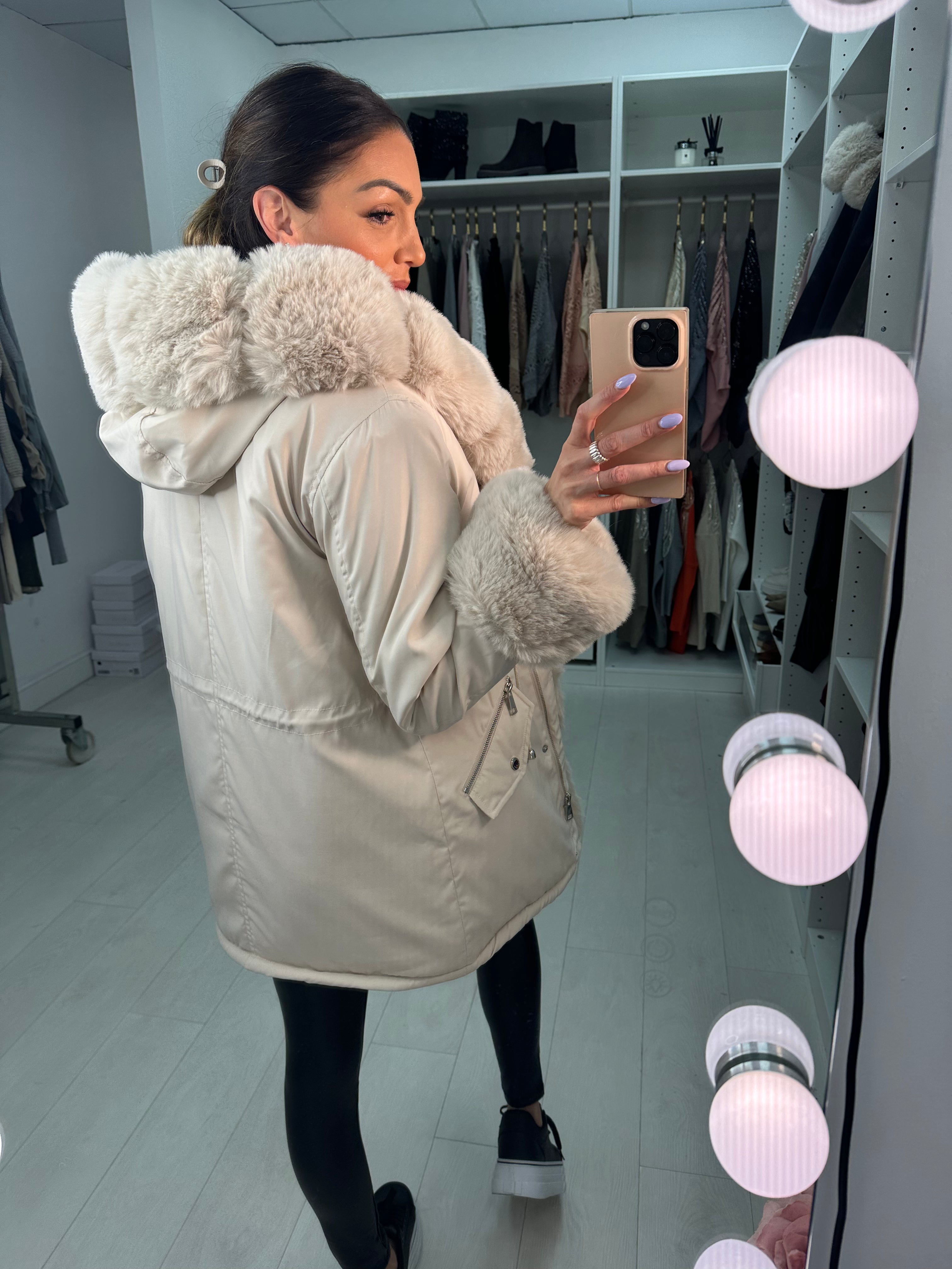 Amaya Faux Fur Hooded Toggle Coat