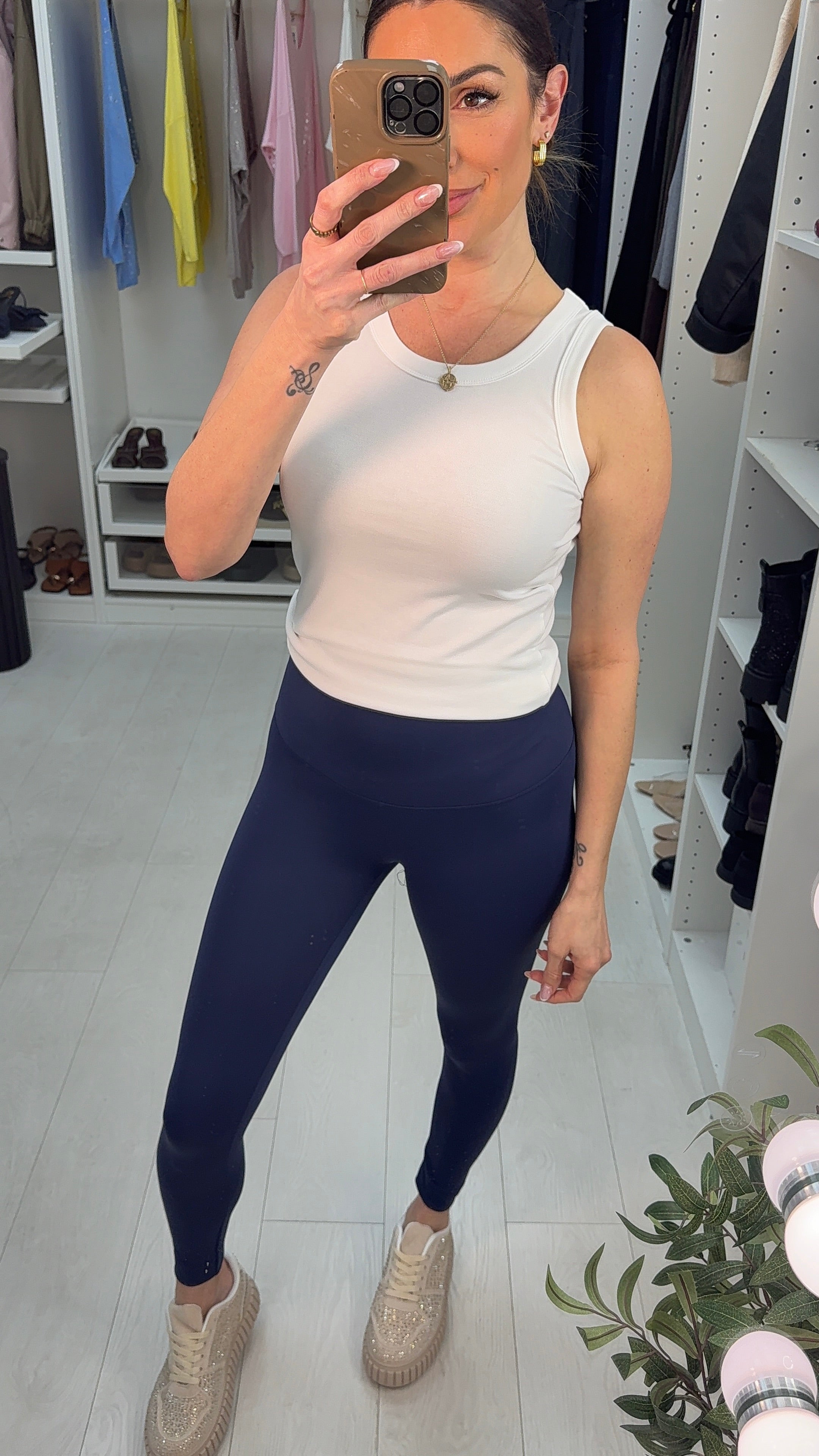 Avalee Navy Plain Soft Stretch Leggings