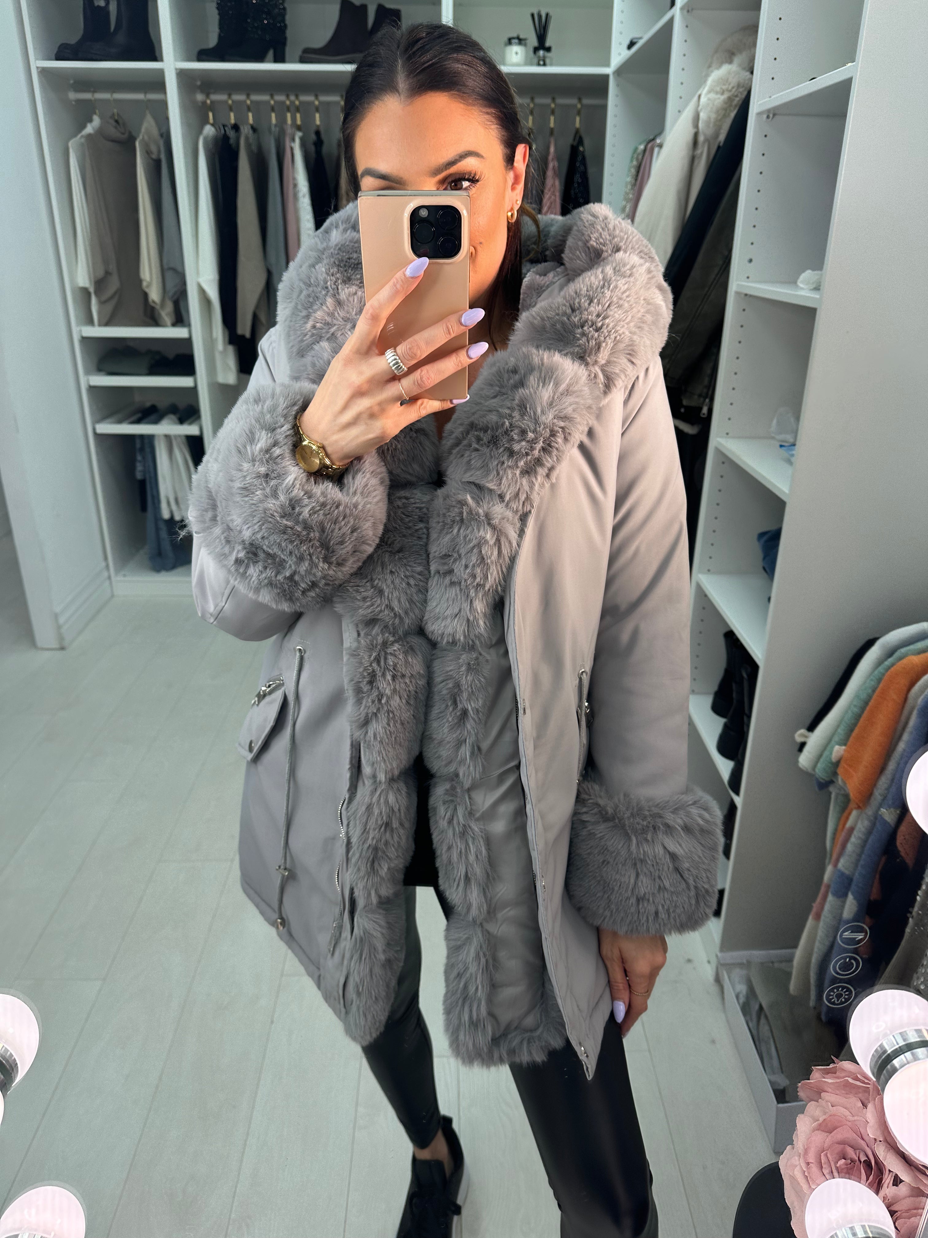 Amaya Faux Fur Hooded Toggle Coat