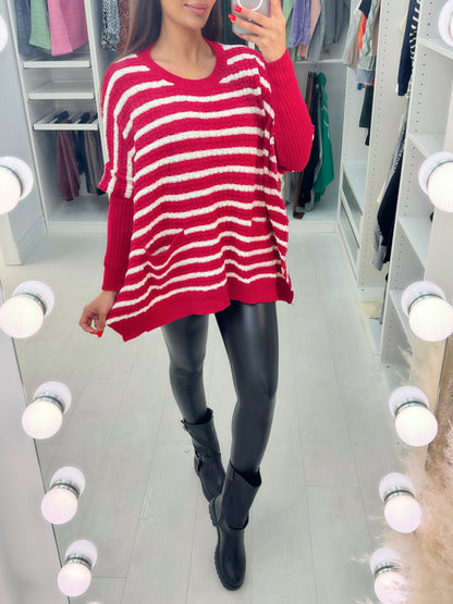 Faye Stripe Poncho Knit Jumper