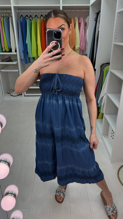 Ruth Elasticated High Waist Denim Skirt