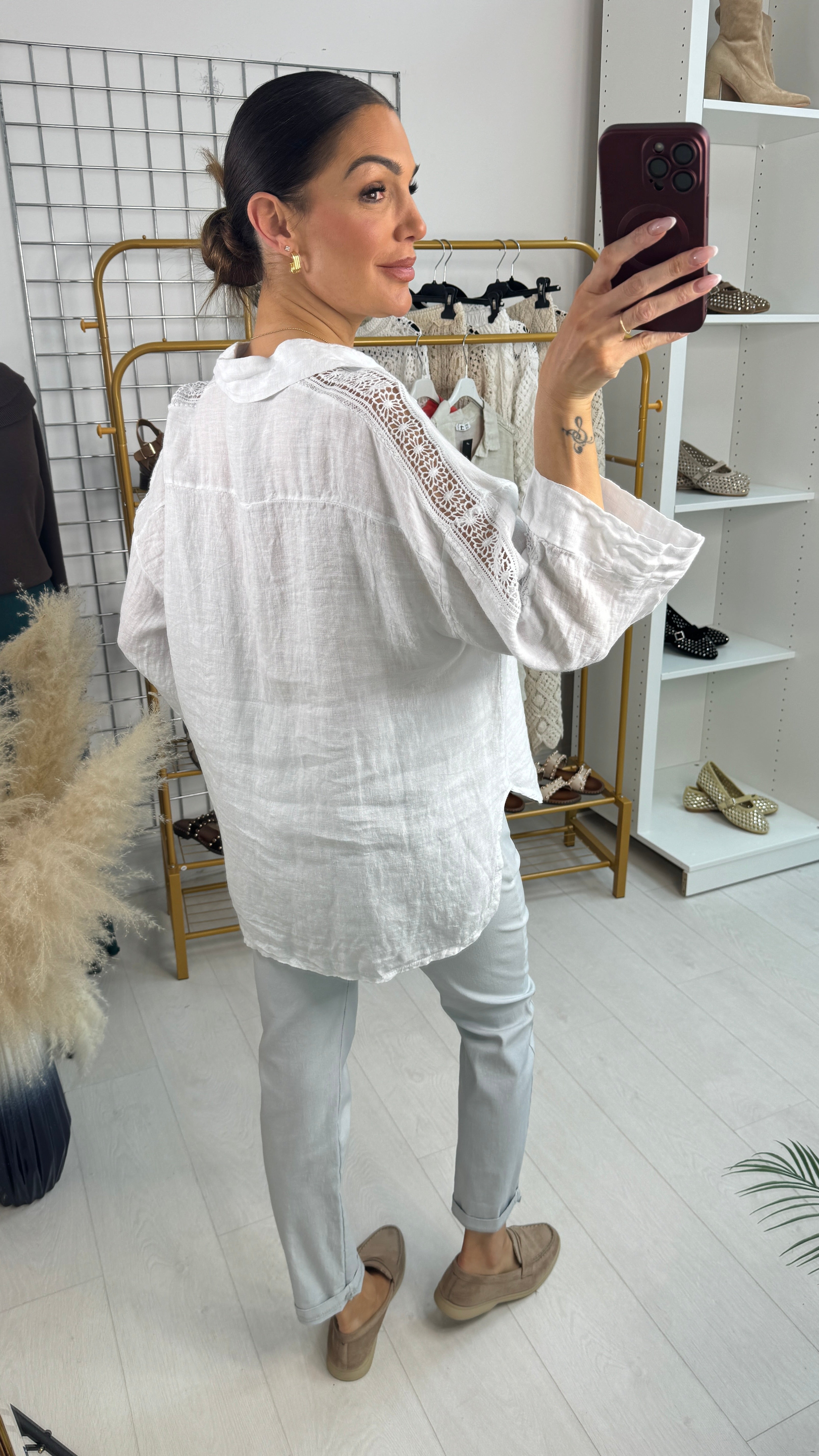 Ezryn Crochet Detail Linen Shirt