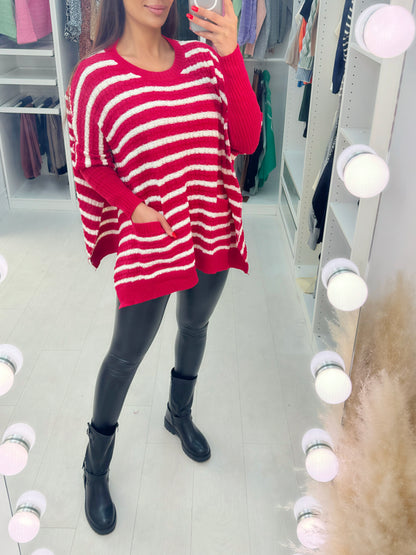 Faye Stripe Poncho Knit Jumper