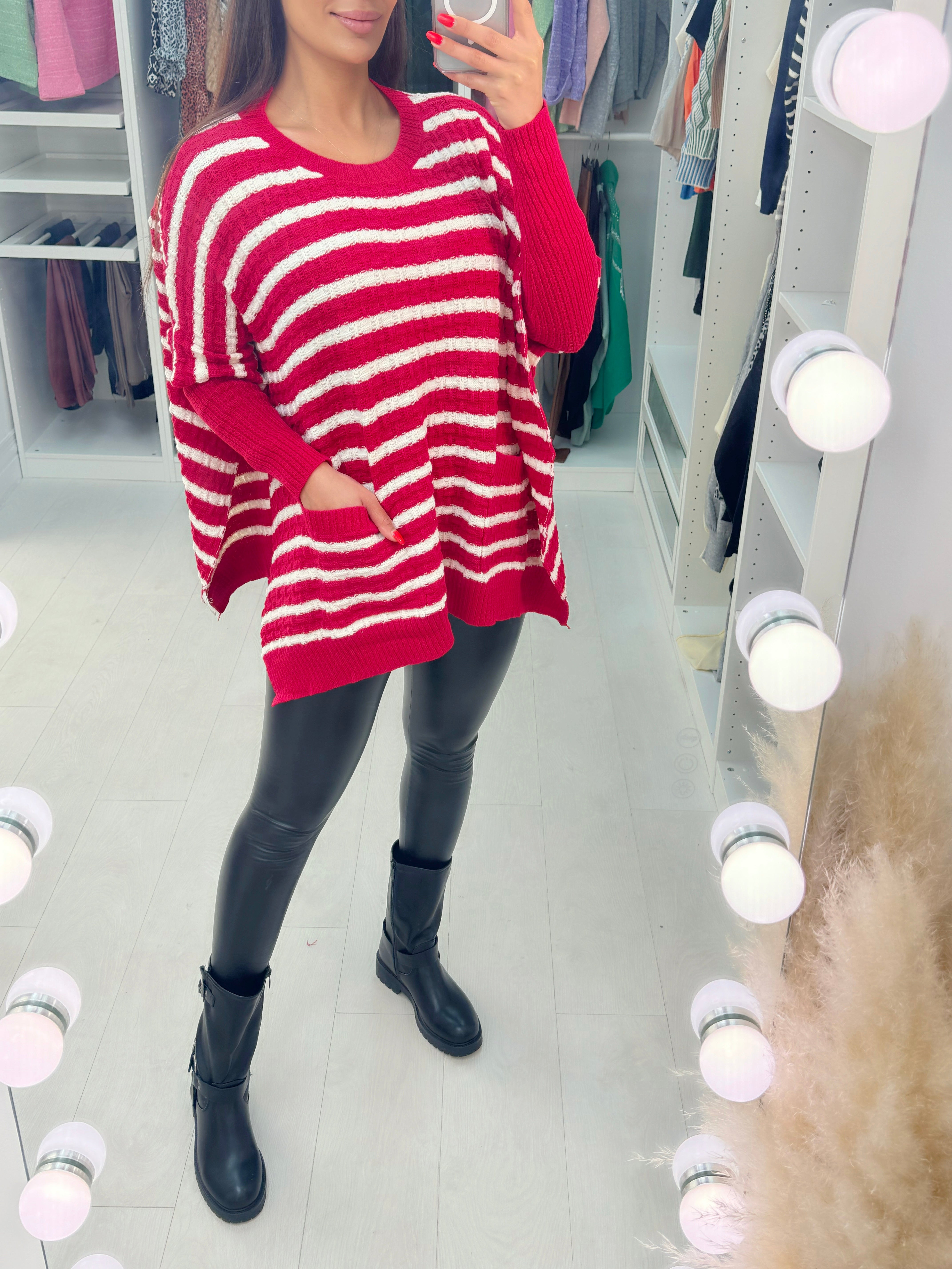 Faye Stripe Poncho Knit Jumper