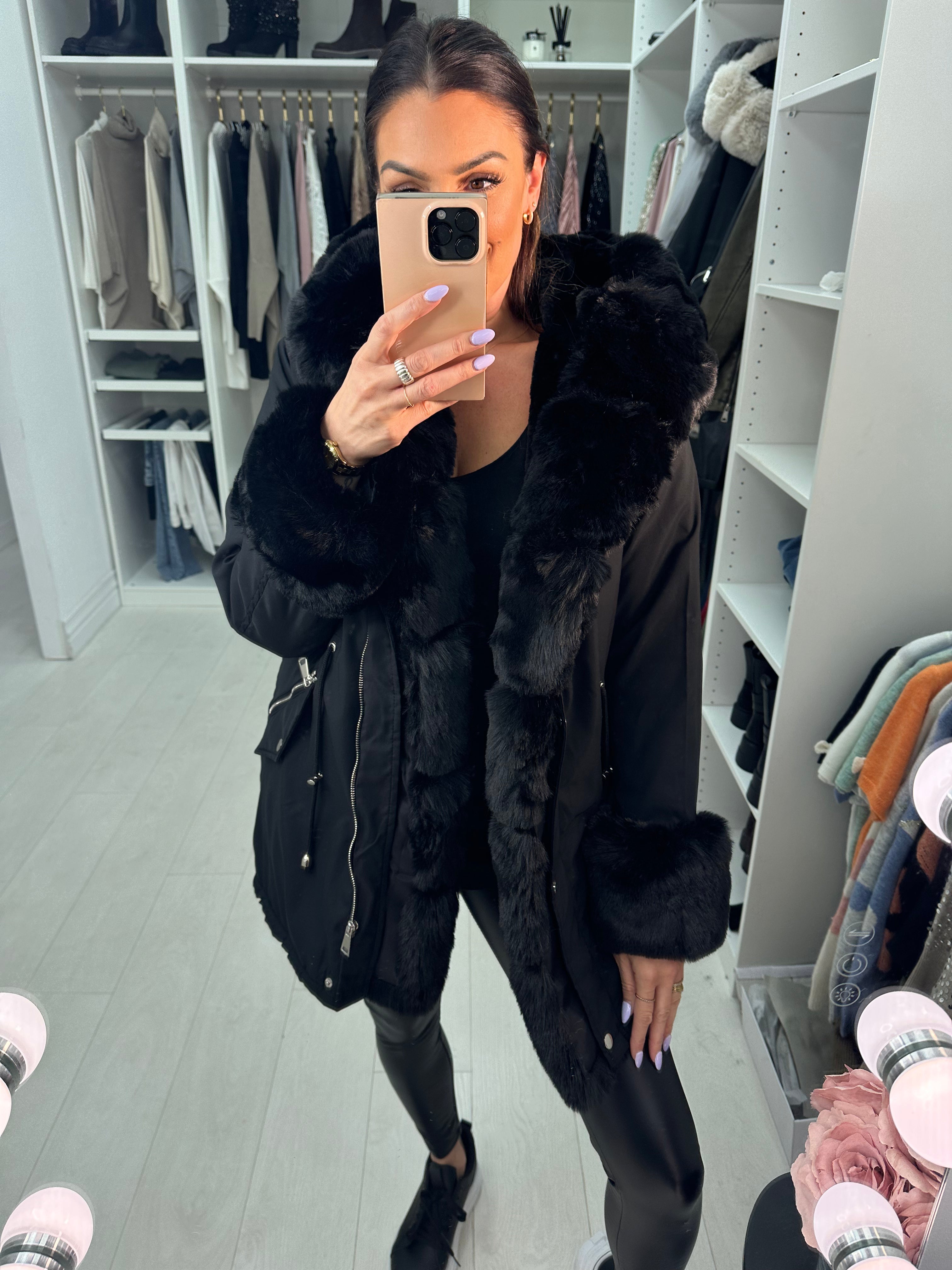 Amaya Faux Fur Hooded Toggle Coat