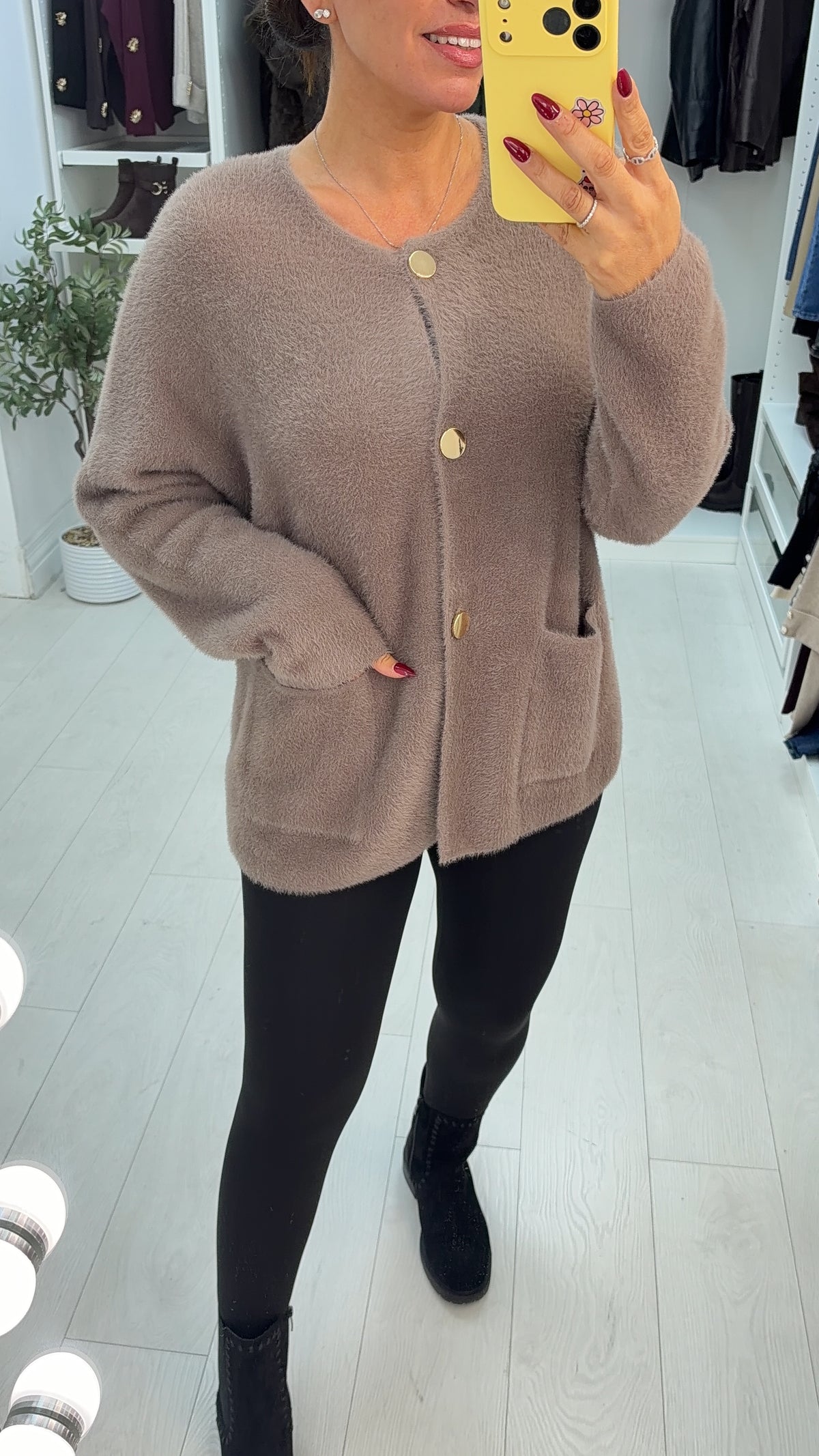 Nellis Super Soft Fluffy Button Front Cardigan