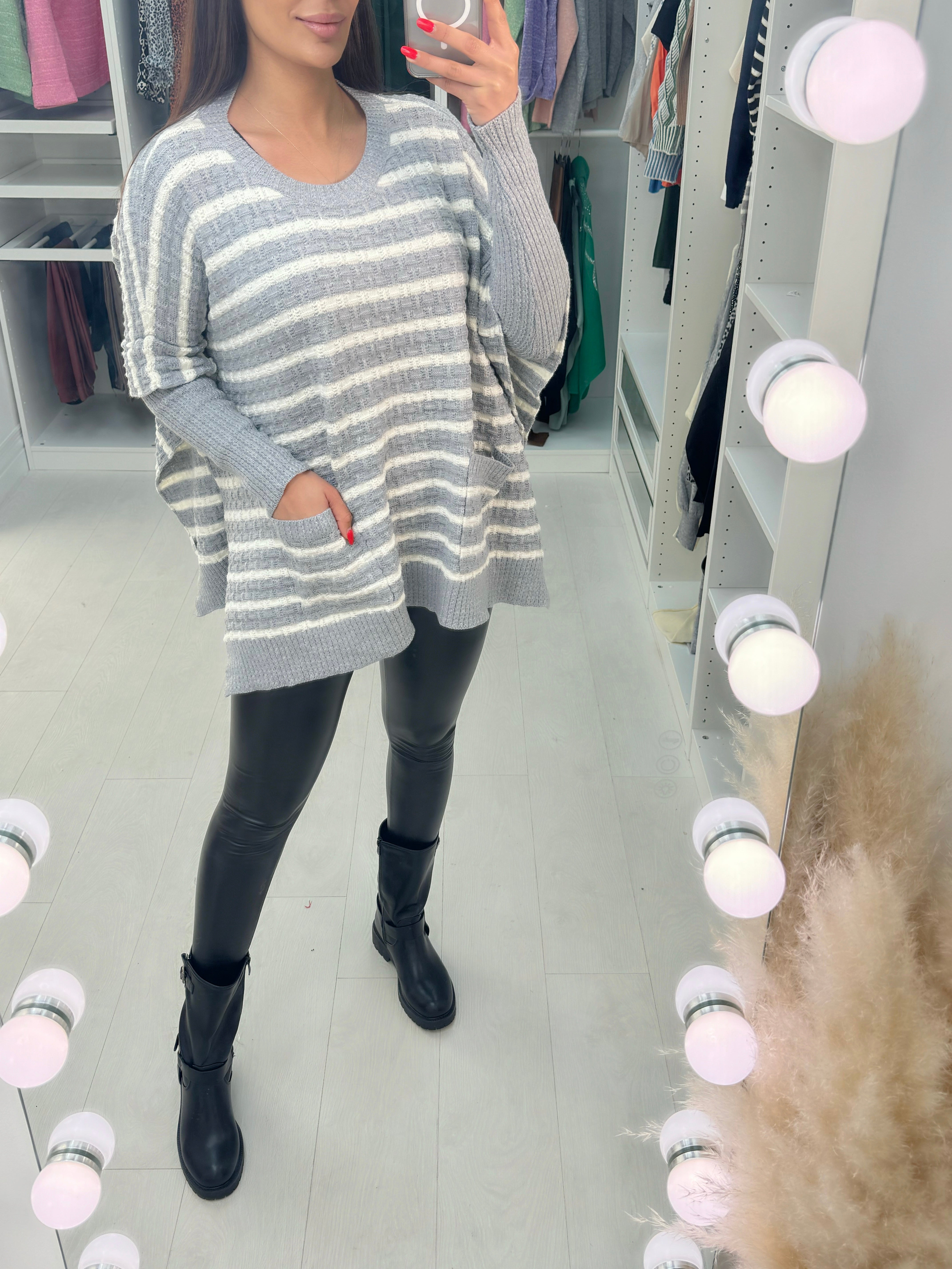 Faye Stripe Poncho Knit Jumper
