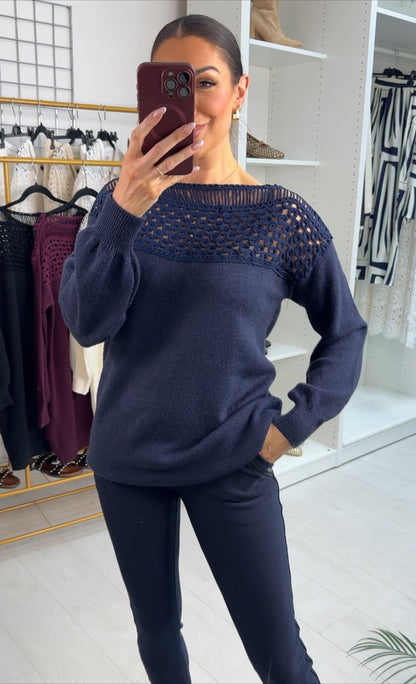Cody Plain Crochet Detailed Longline Jumper