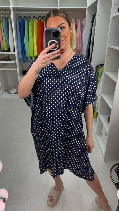 Natalie Polka Dot Loose Fit Magic Midi Dress