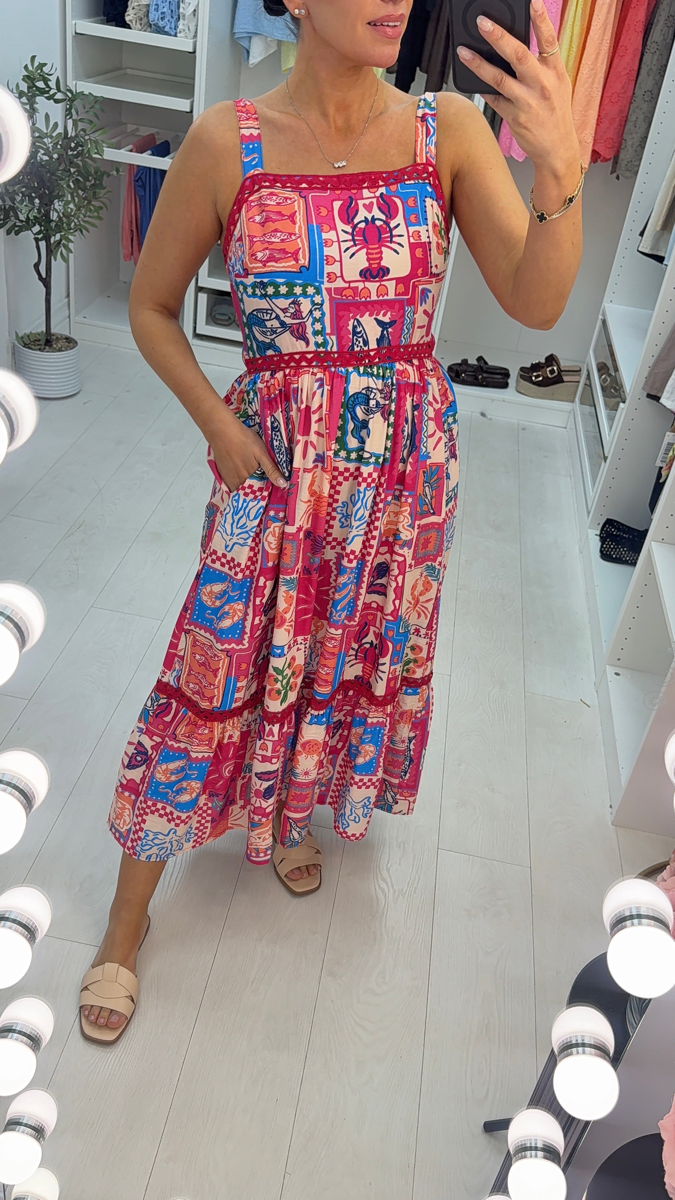 Abia Abstract Print Loose Fit Maxi Dress