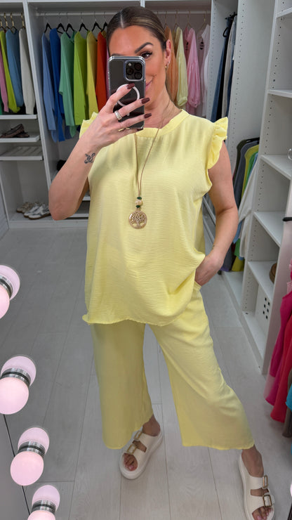 Fidelia Frill Detail Crepe Culotte Co-Ord Set