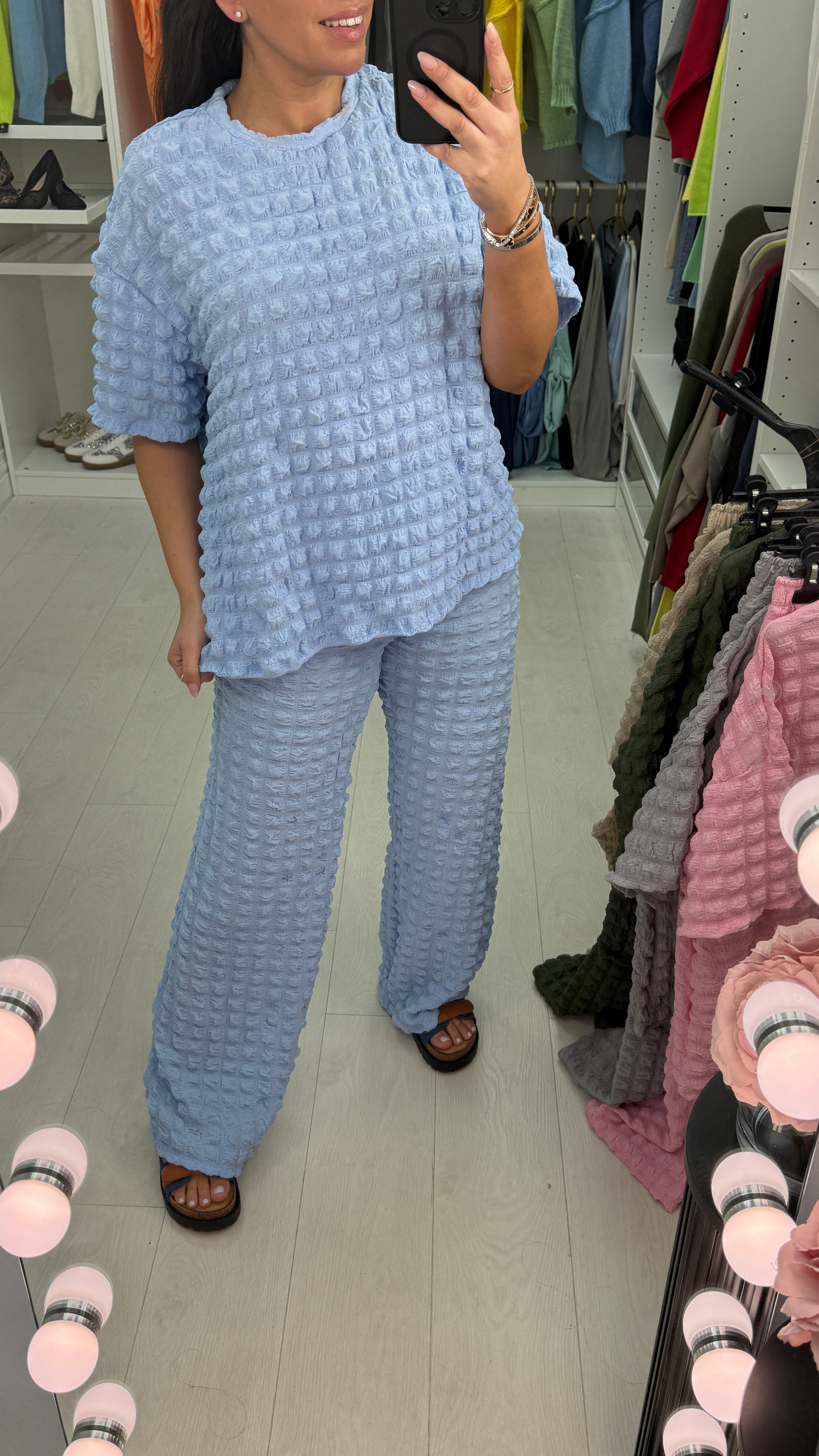 Delilah Plain Loose Fit Textured Loungewear Set