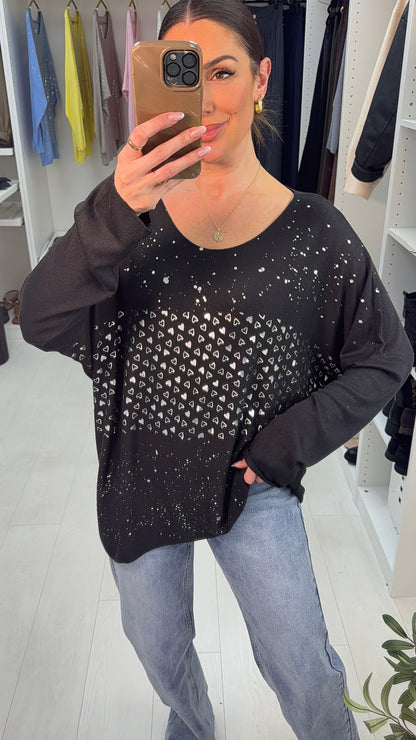 Aleesa Heart Detailed Thin Knit Jumper