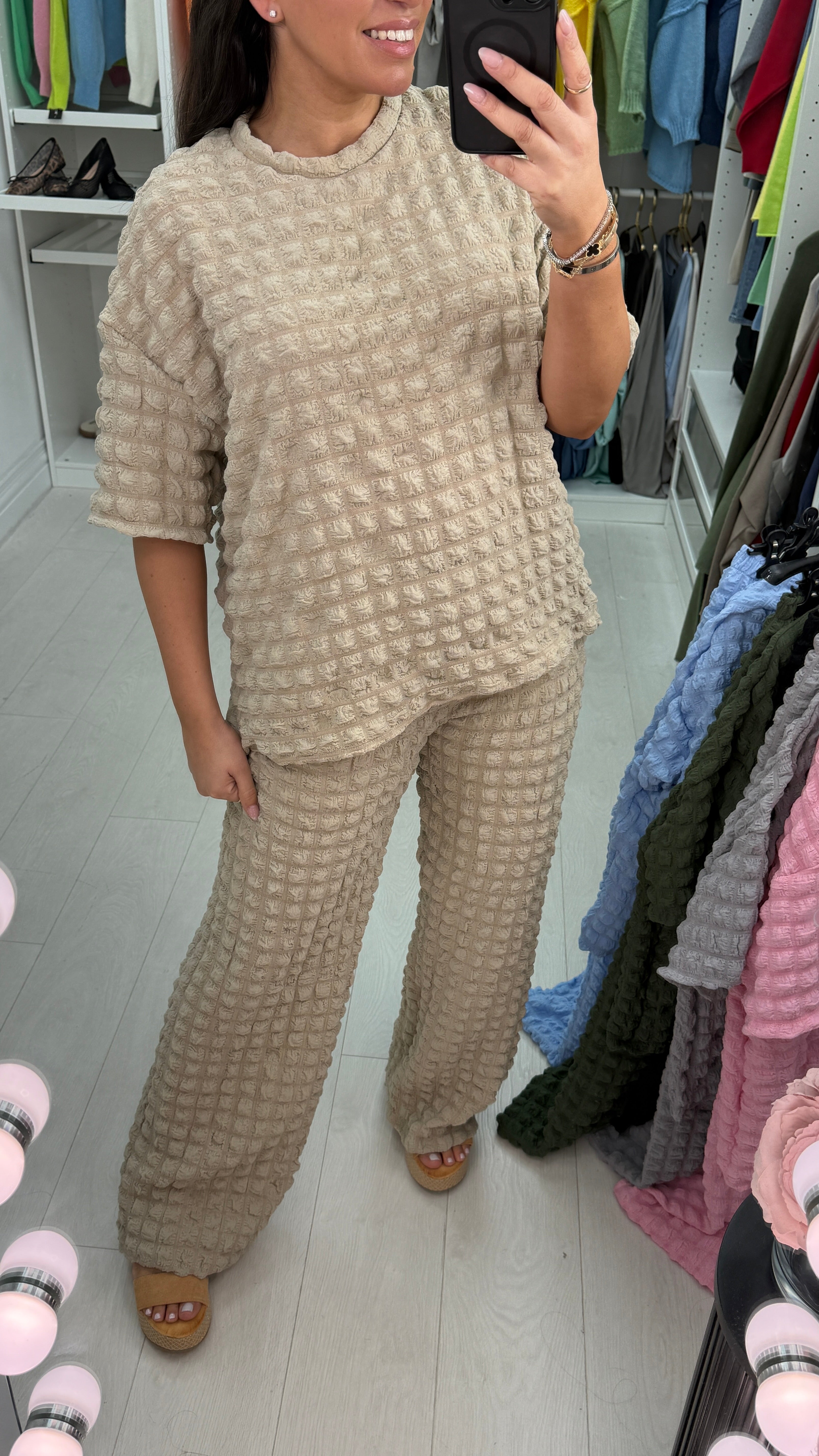 Delilah Plain Loose Fit Textured Loungewear Set