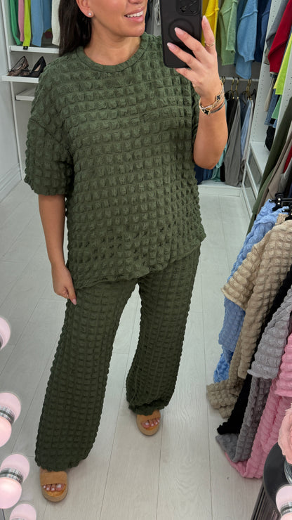 Delilah Plain Loose Fit Textured Loungewear Set