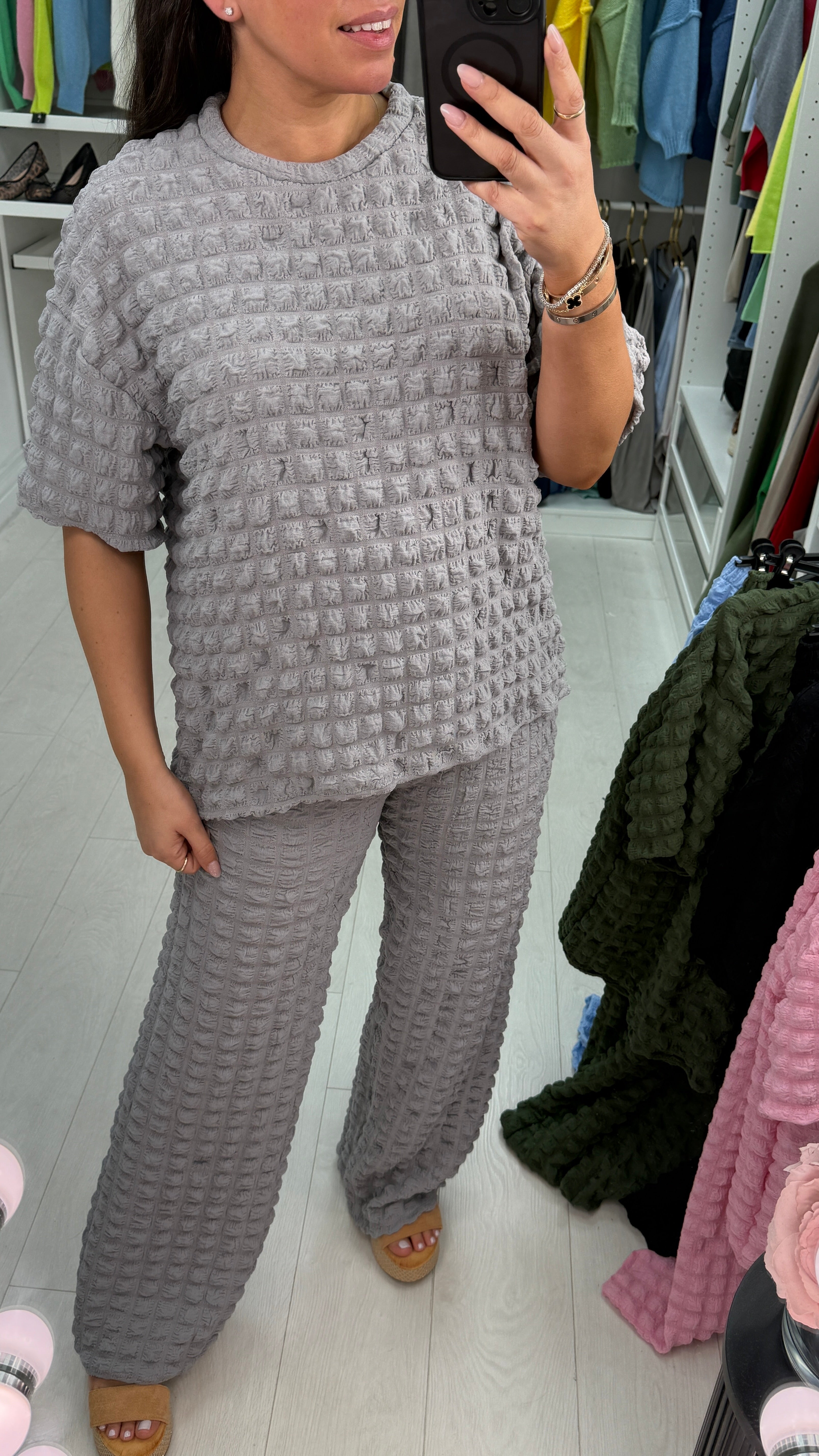 Delilah Plain Loose Fit Textured Loungewear Set