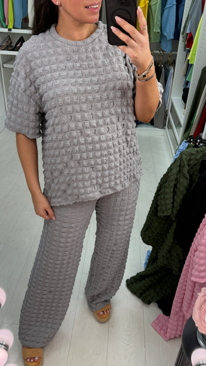 Delilah Plain Loose Fit Textured Loungewear Set