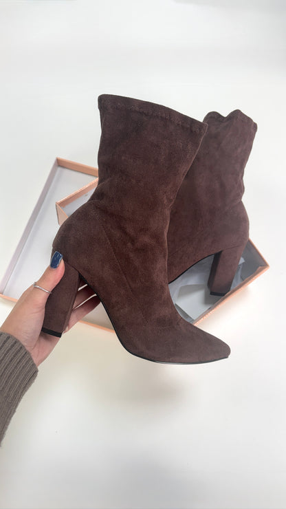 Rochella Faux Suede Heeled Boots