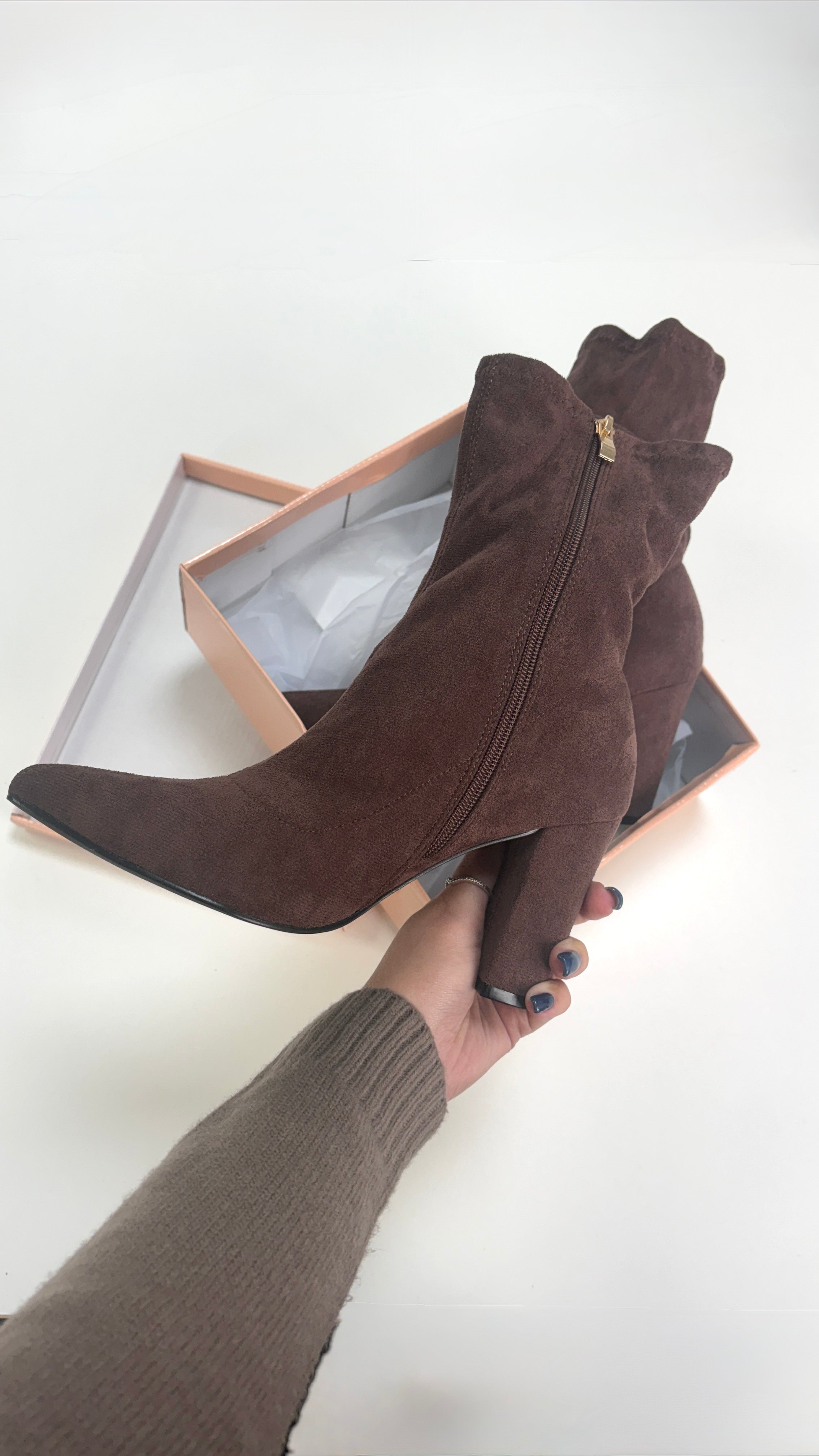 Rochella Faux Suede Heeled Boots