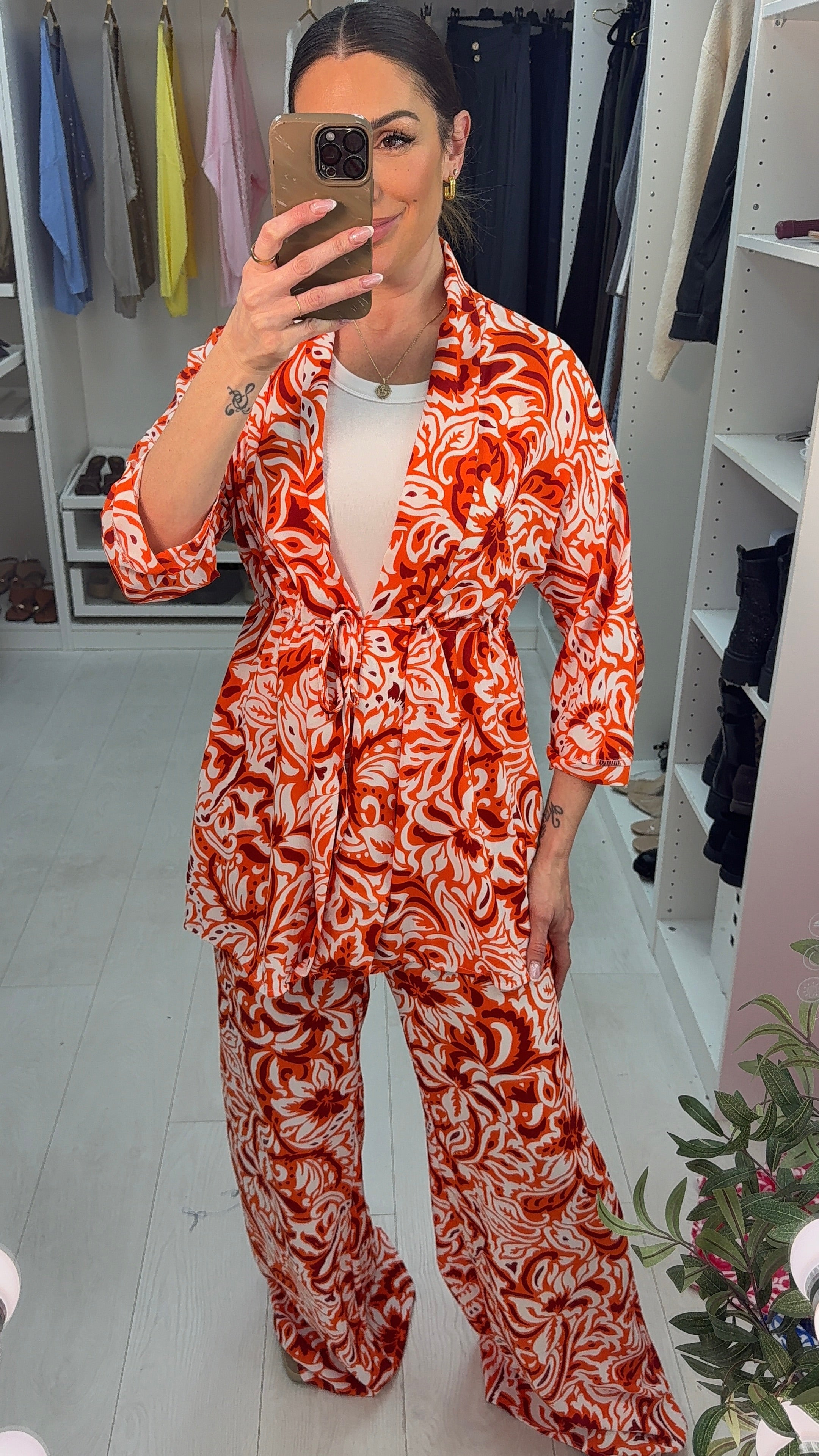 Felise Floral Print Tie Front Top Co-Ord Set