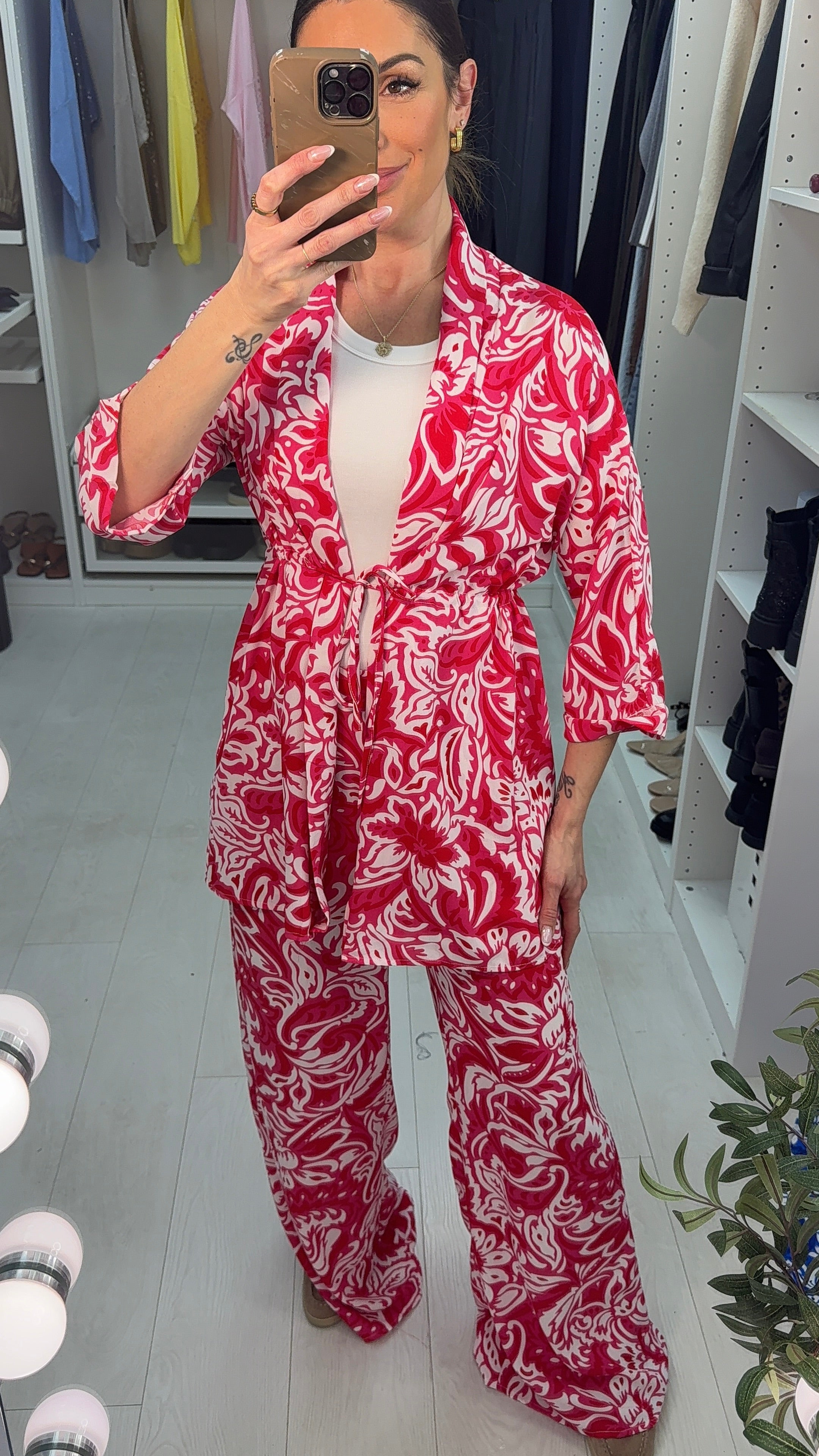 Felise Floral Print Tie Front Top Co-Ord Set