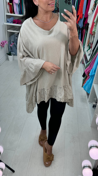 Layne Broderie Ruffle Hem Top