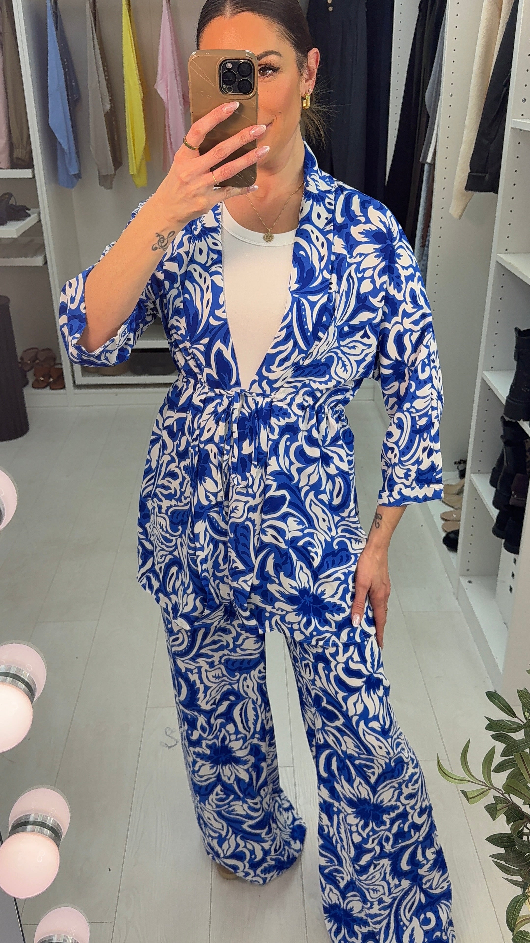 Felise Floral Print Tie Front Top Co-Ord Set