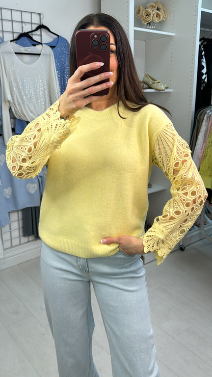 Trisha Crochet Sleeve Super Soft Jumper
