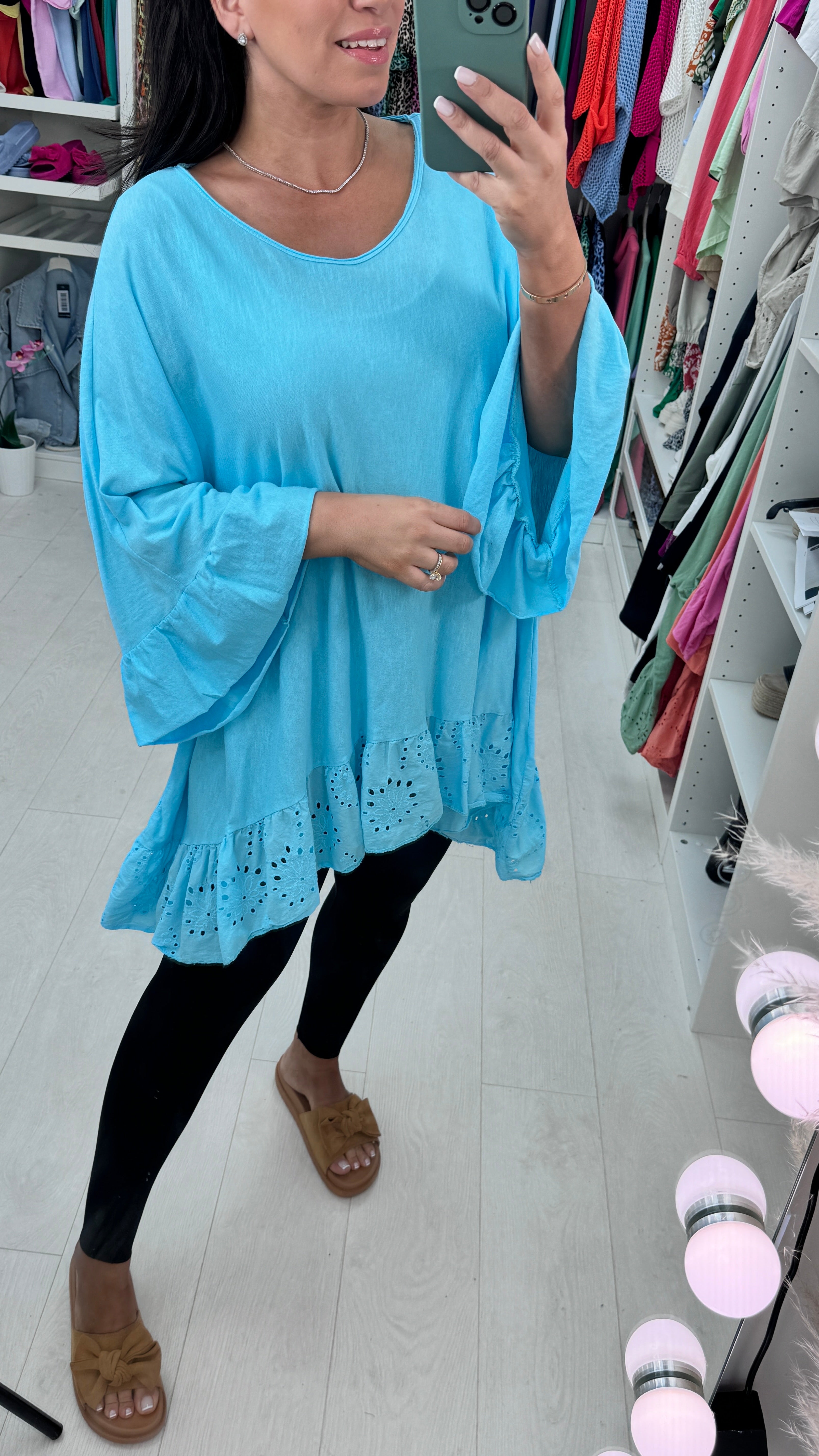 Layne Broderie Ruffle Hem Top