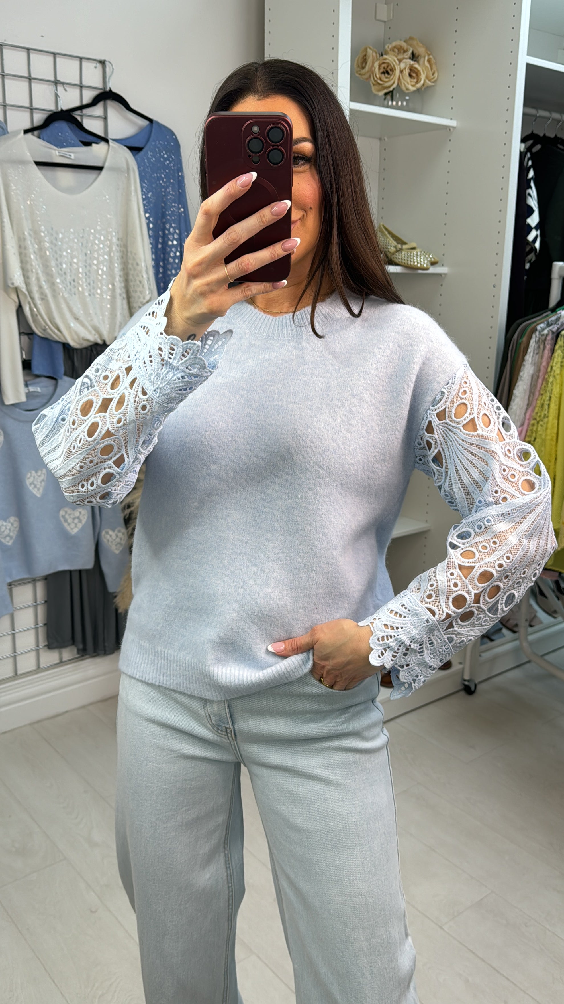 Trisha Crochet Sleeve Super Soft Jumper