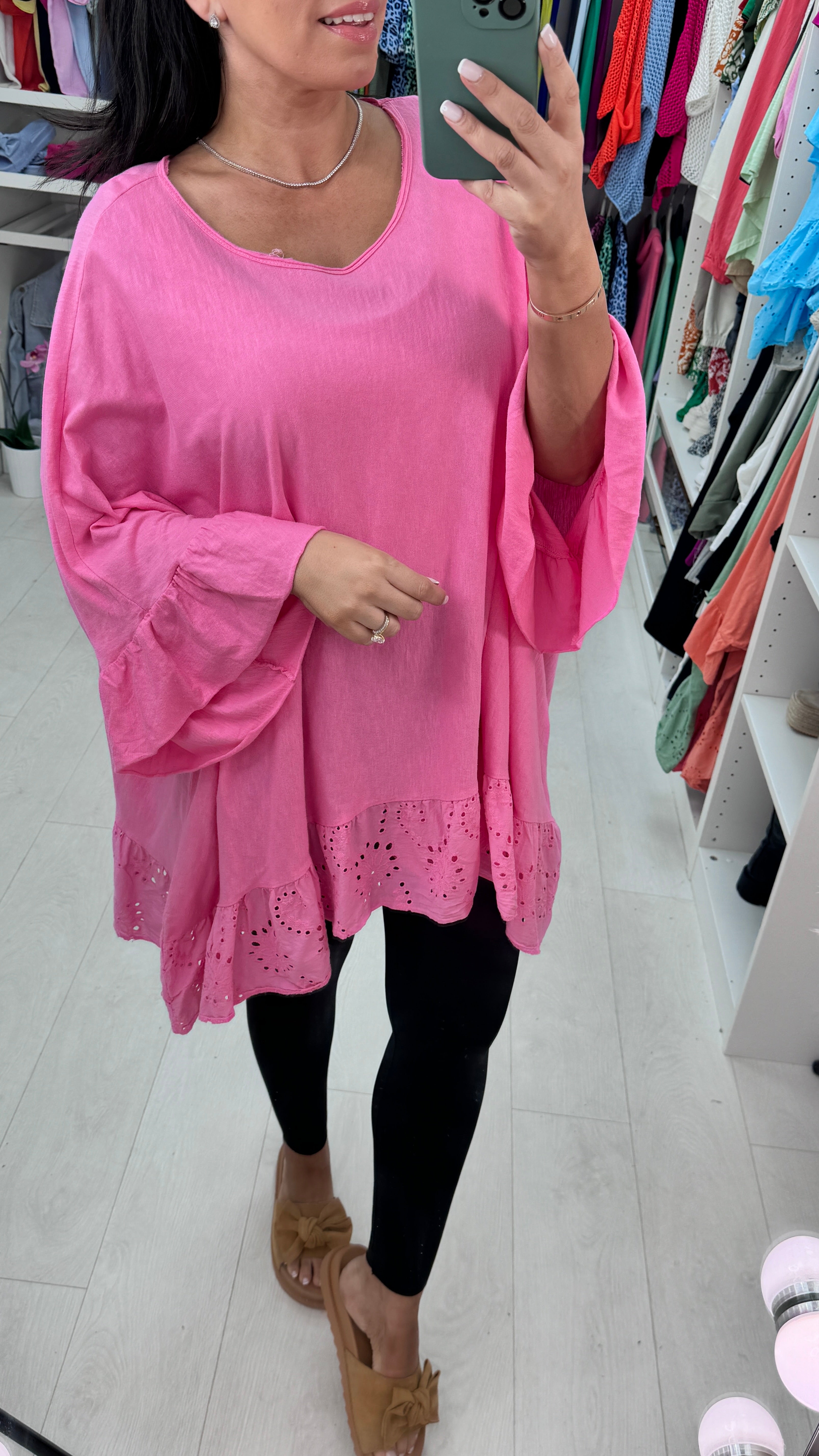 Layne Broderie Ruffle Hem Top