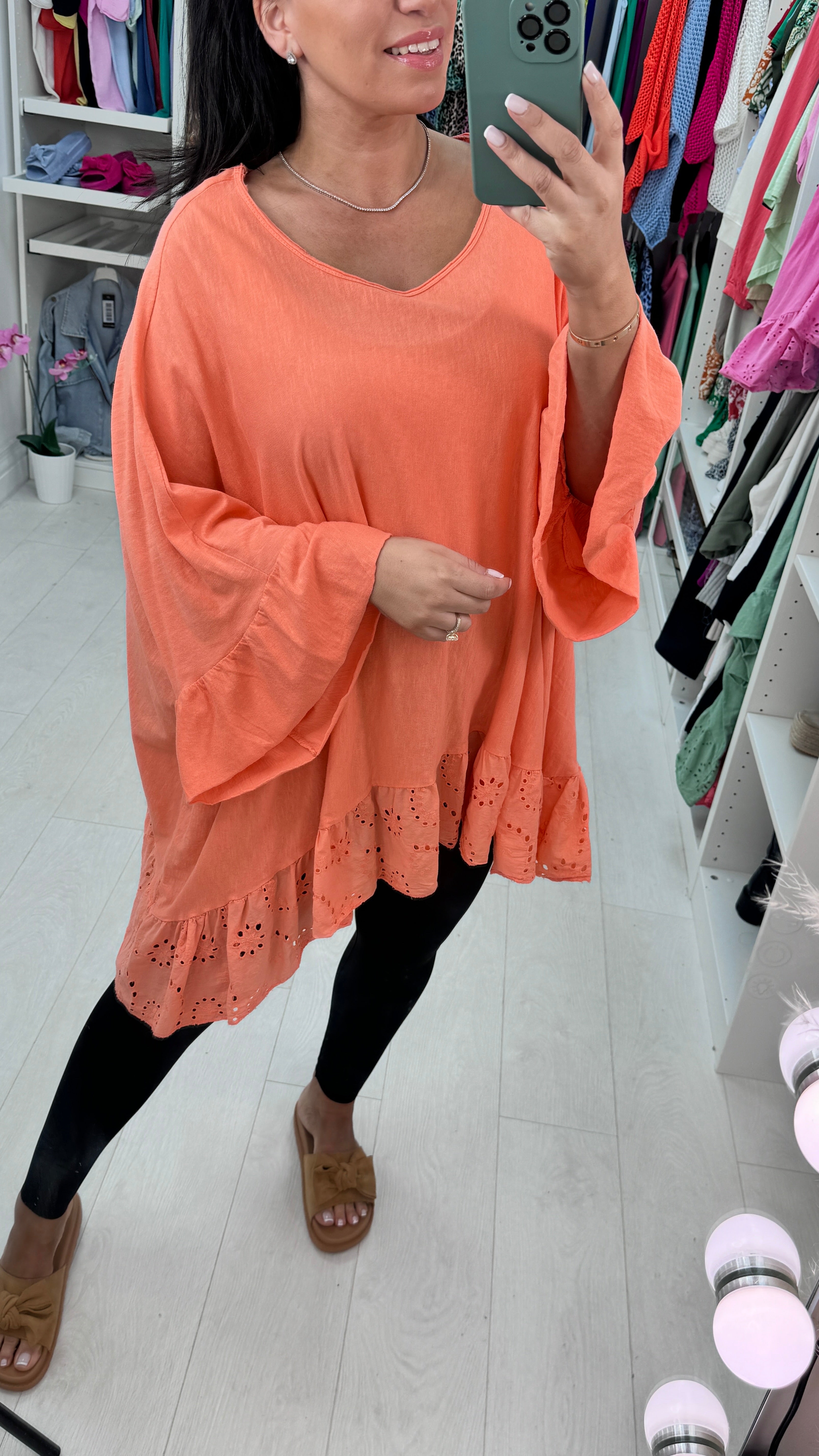 Layne Broderie Ruffle Hem Top