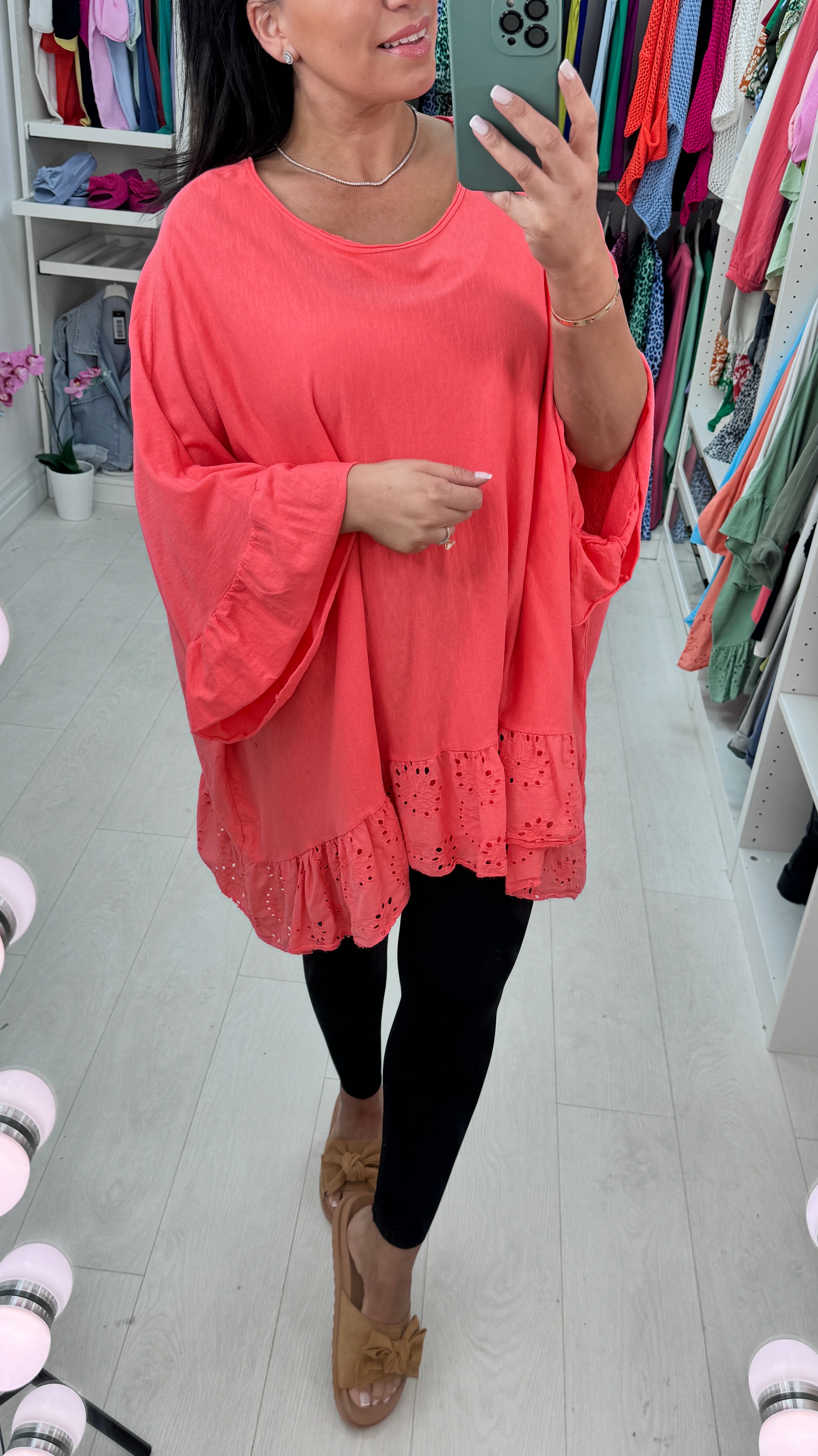 Layne Broderie Ruffle Hem Top