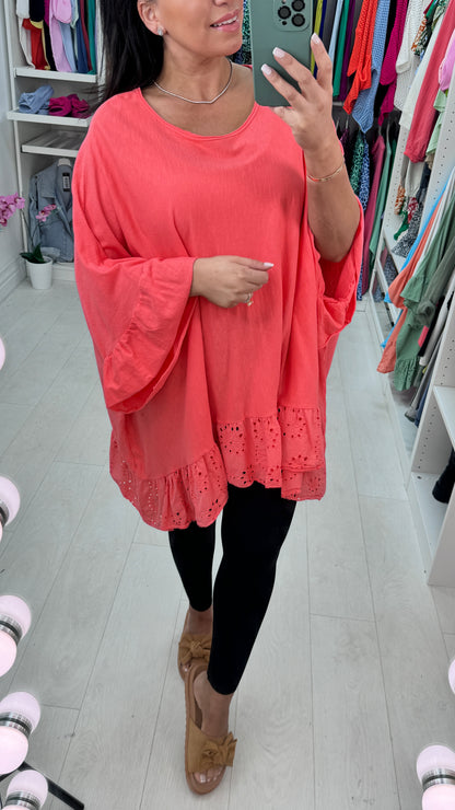 Layne Broderie Ruffle Hem Top