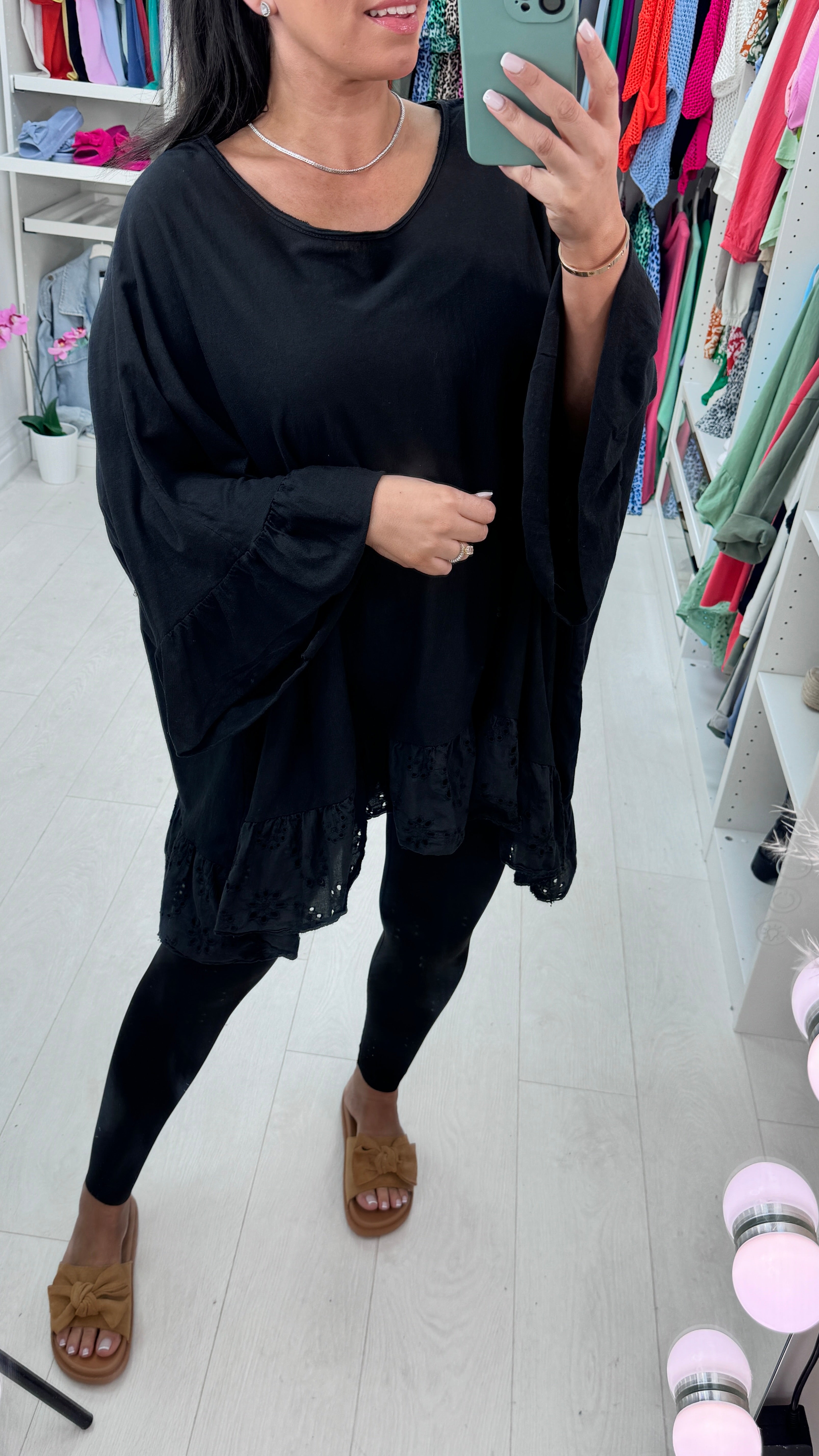 Layne Broderie Ruffle Hem Top