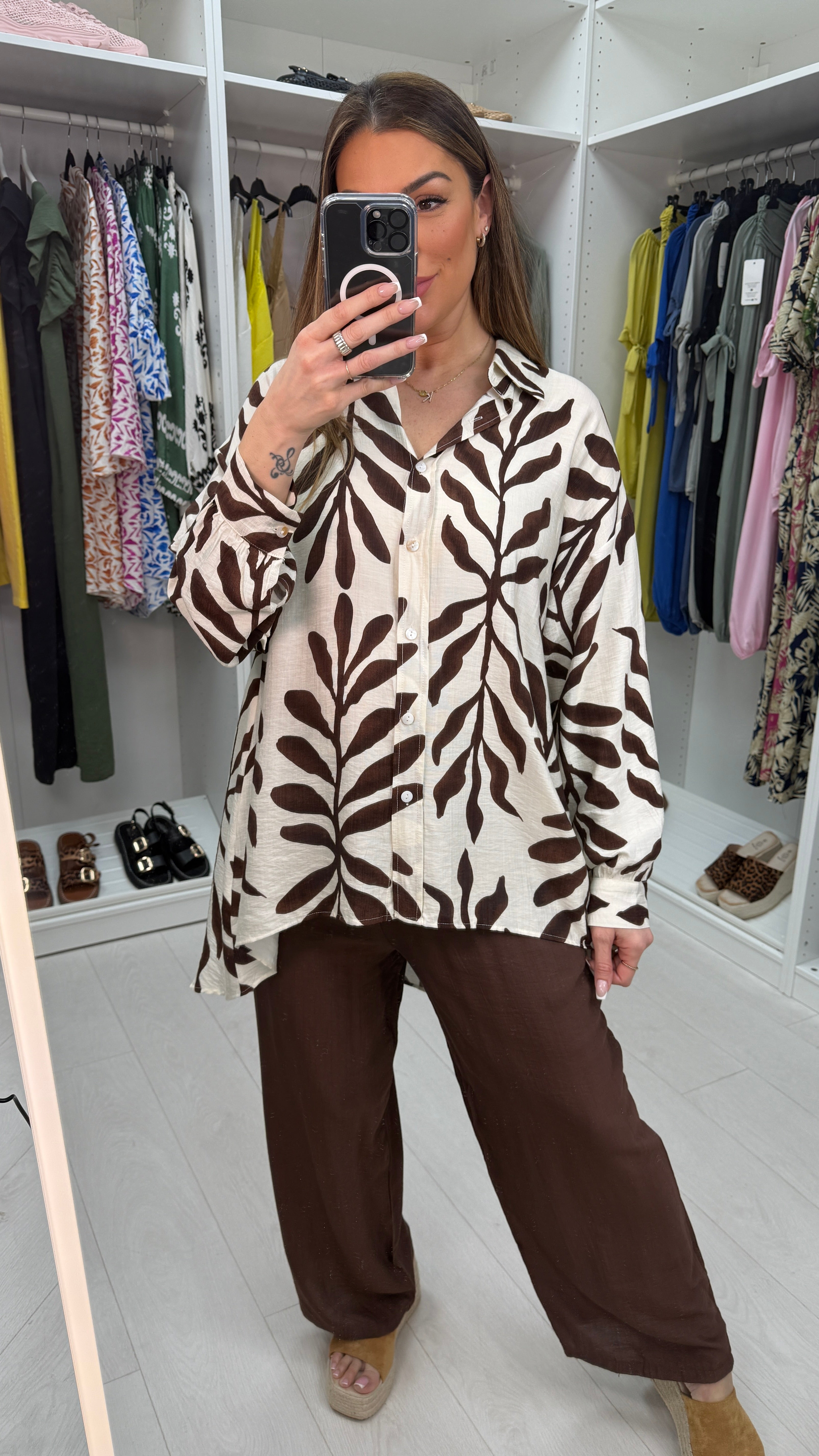 Florella Leaf Print Shirt Co-Ord Set