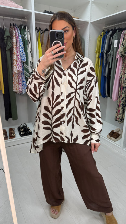 Florella Leaf Print Shirt Co-Ord Set