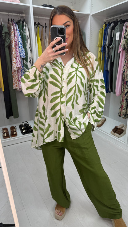 Florella Leaf Print Shirt Co-Ord Set